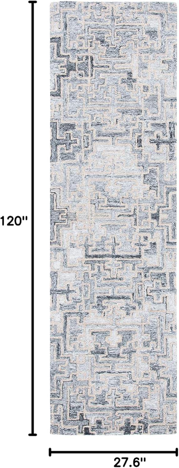 Abstract ABT142 Handmade Indoor Runner - Ivory/Black - 2'-3"x10' - Safavieh