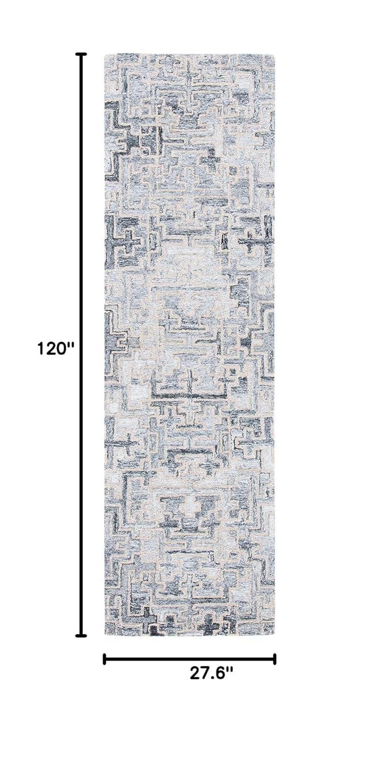 Abstract ABT142 Handmade Indoor Runner - Ivory/Black - 2'-3"x10' - Safavieh