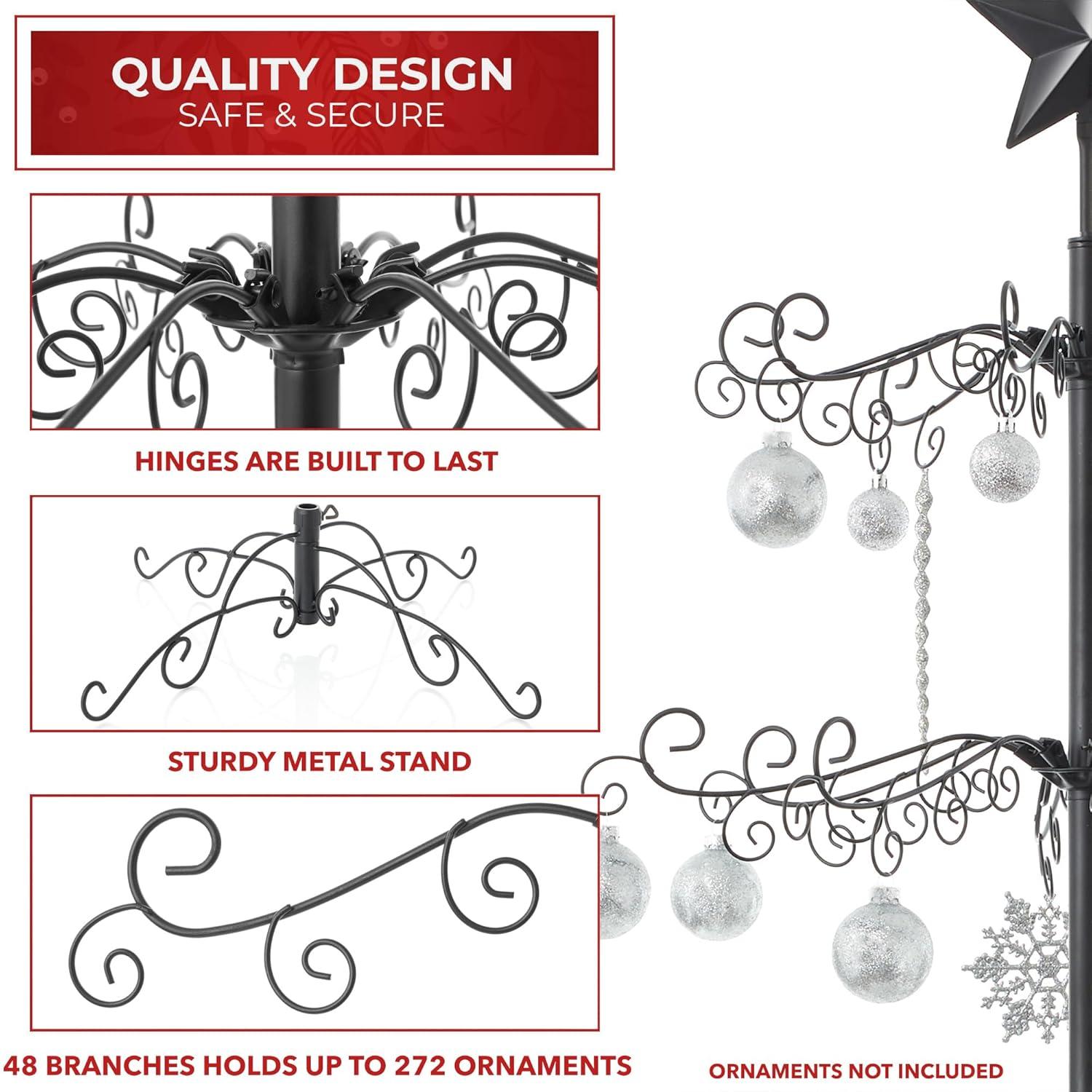 Casafield Ornament Display Stand - Metal Christmas Tree Ornament Holder, 6' Black