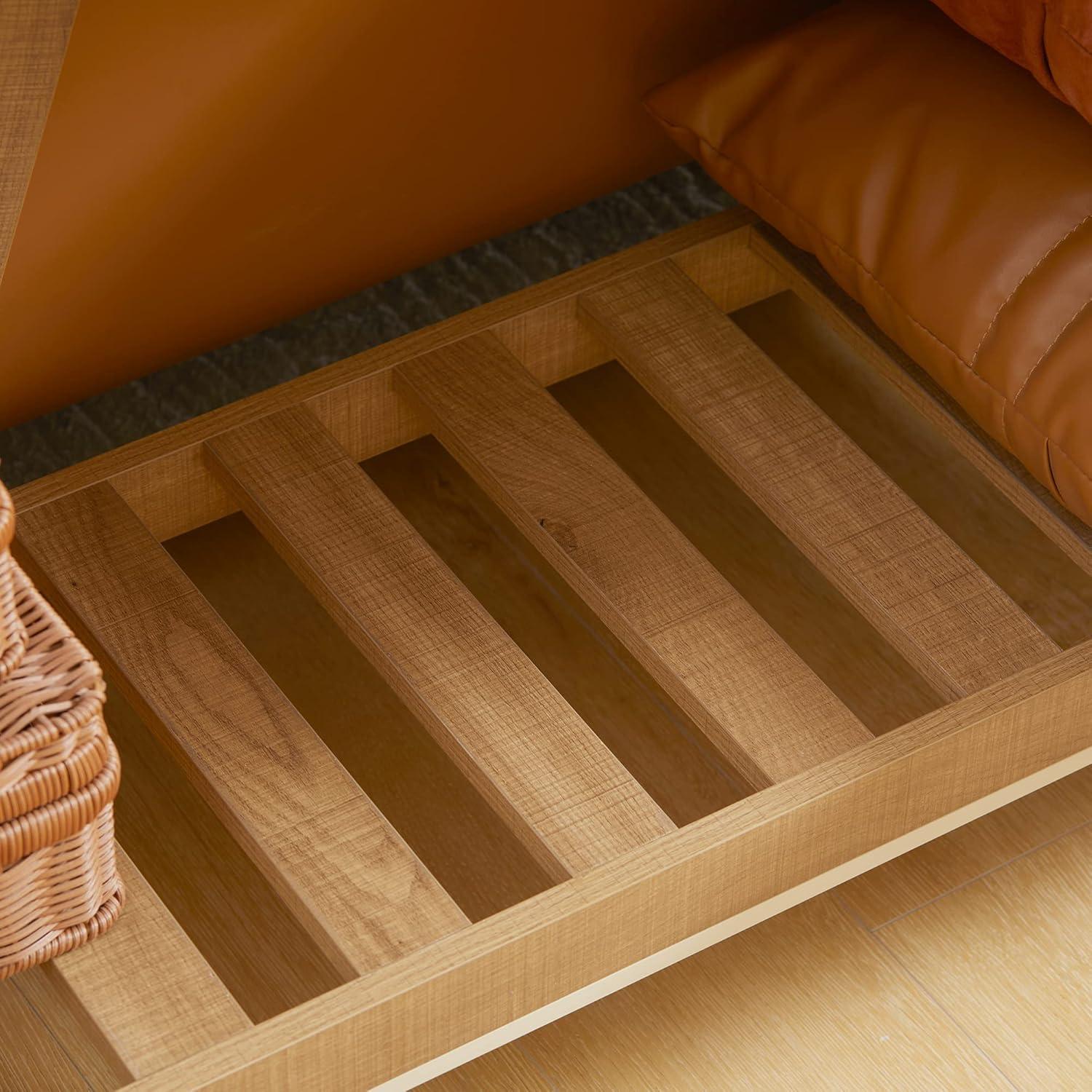 HOMCOM Console Table, Farmhouse Entryway Table with Storage Slatted Shelf, Rustic Sofa Table with Anti-Tipper for Living Room, Hallway, Brown