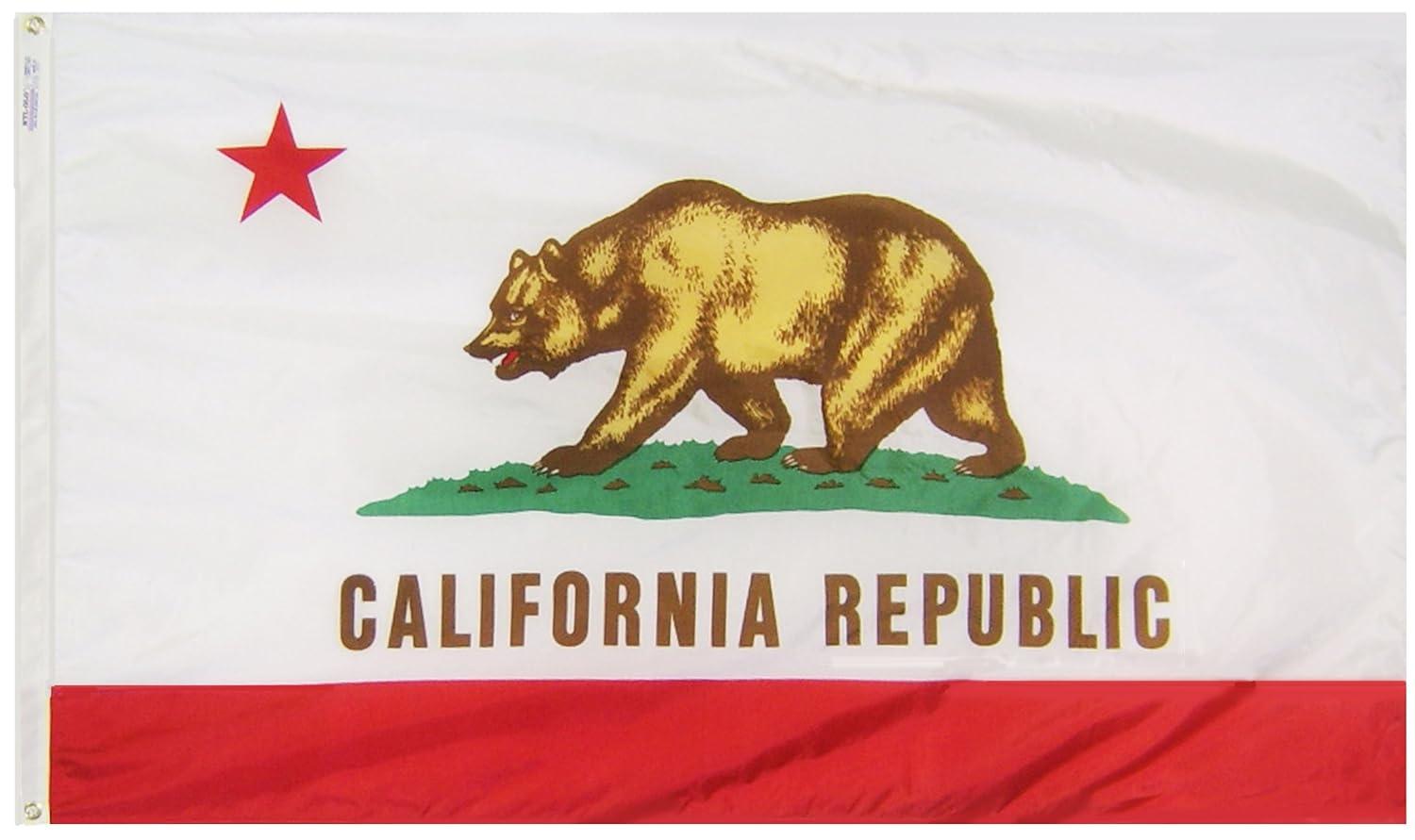 California State Flags 3x5FT,Heavy Duty 220D Nylon Flag, Vivid Colors,Calif. CA Flags Banners with 2 Brass Grommets for Indoor Outdoor. (California, 3x5)