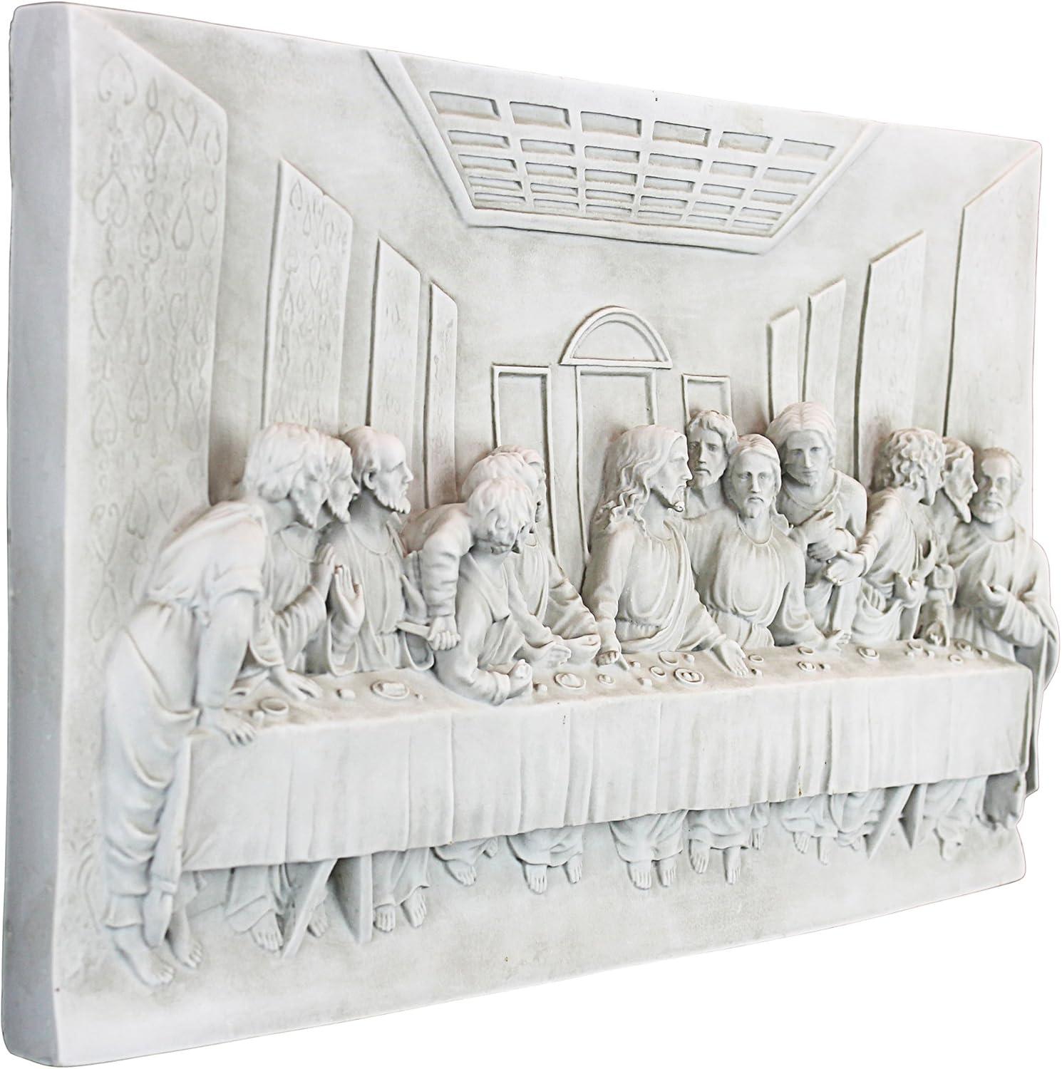 Antique White Resin Last Supper Wall Sculpture