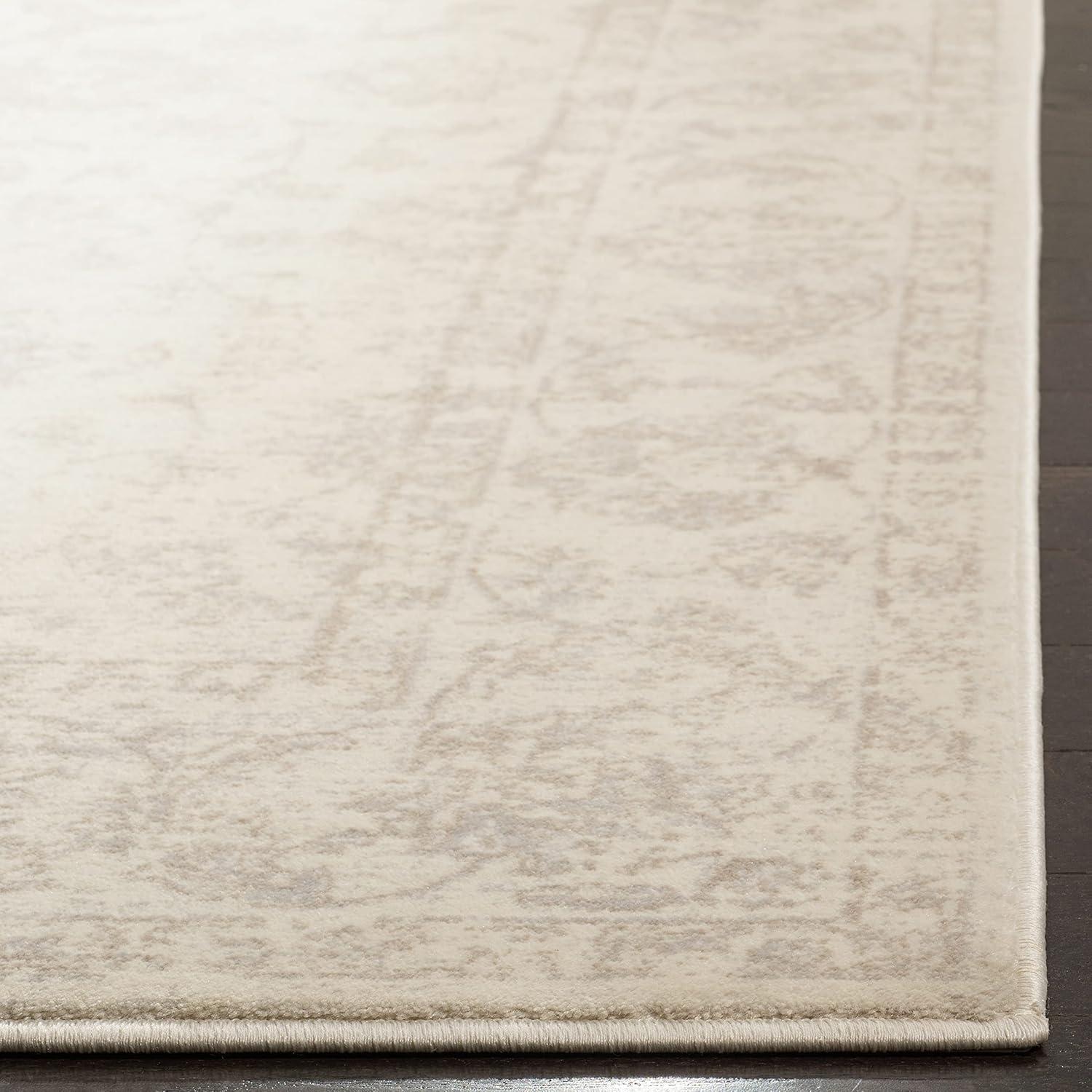 Hand-Knotted Cream & Light Grey Synthetic Runner Rug - 2'3" x 6'