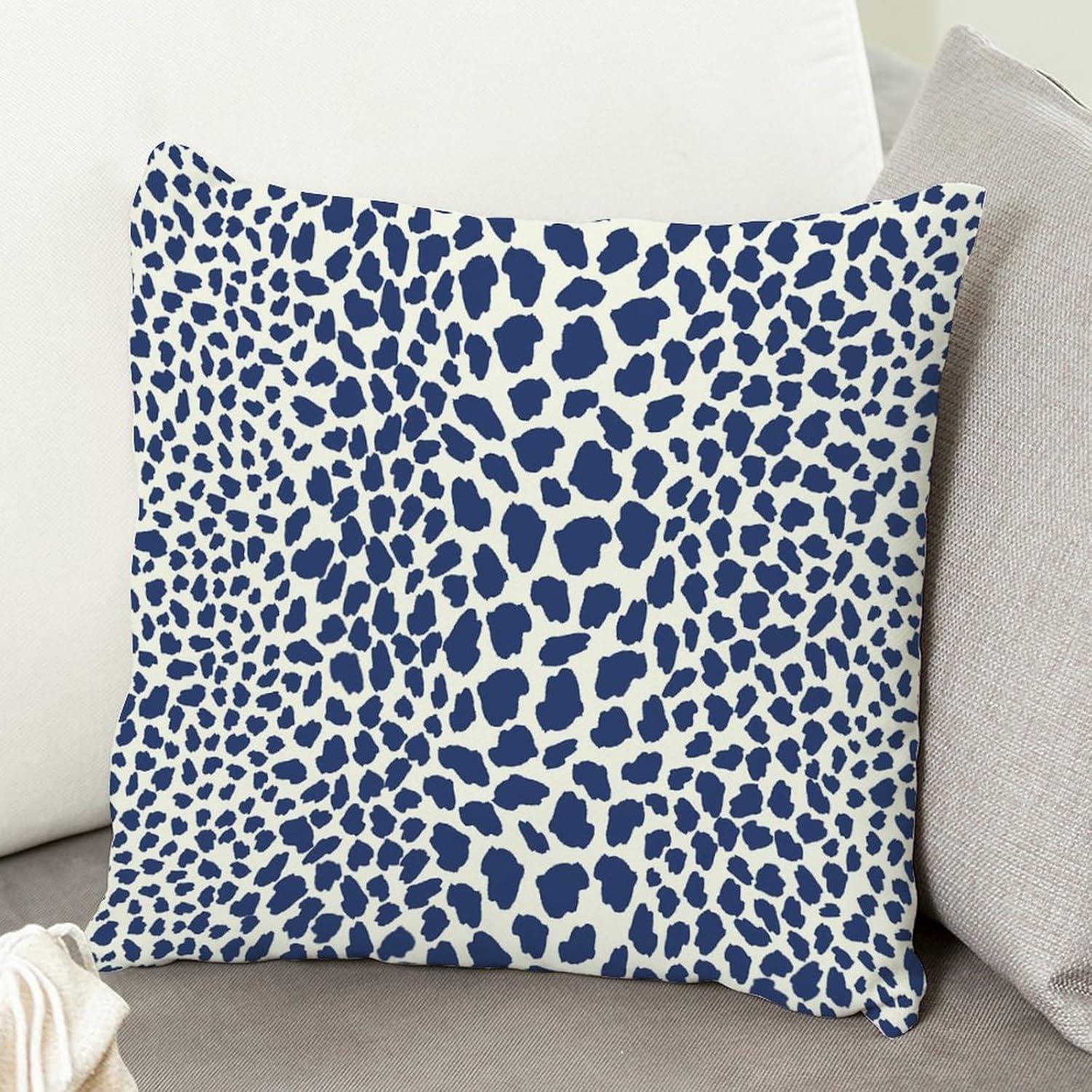 Navy Blue and White Cheetah Print Euro Pillowcase