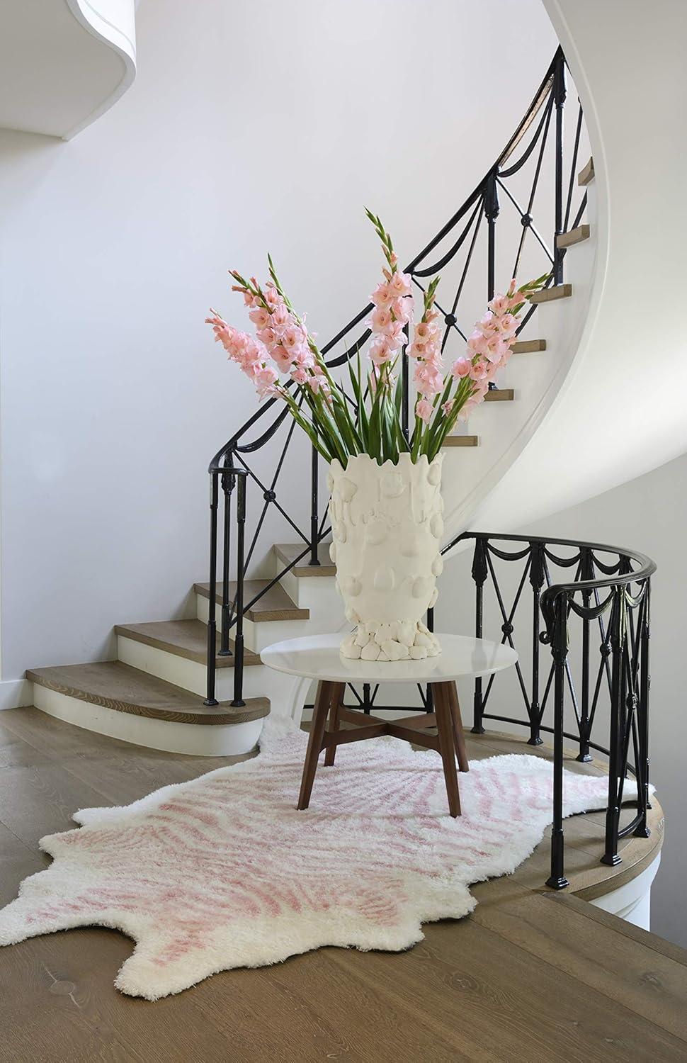 Kalahari Animal Print Handmade Tufted Pink/White Area Rug