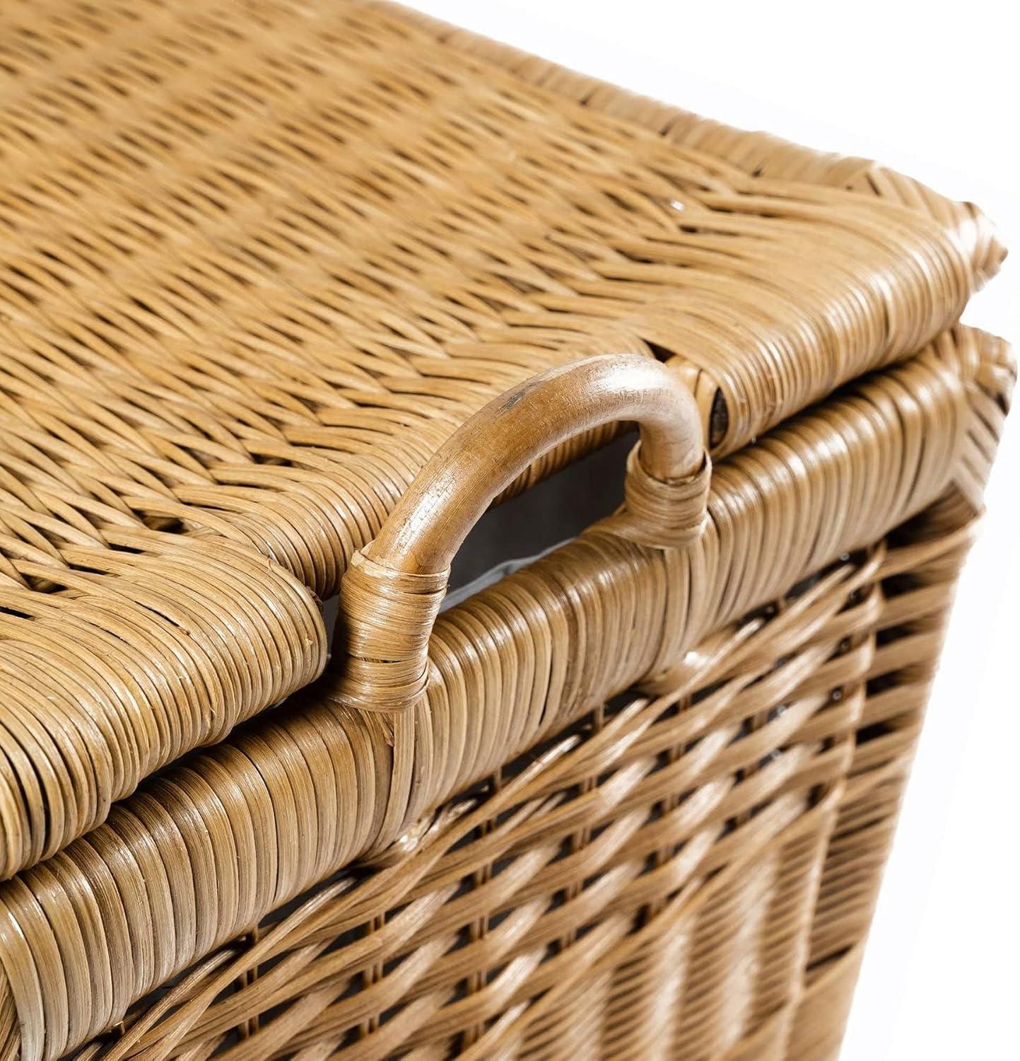 DaiZuY Lift-Off Lid Wicker Storage Basket, Medium, 20 in L x 15 in W x 14 in H, Sandstone