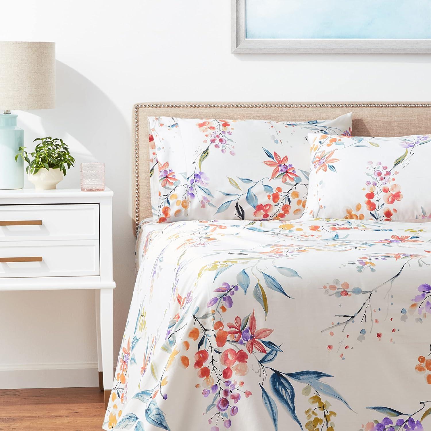 Azores Home Sateen Floral Sheet Set