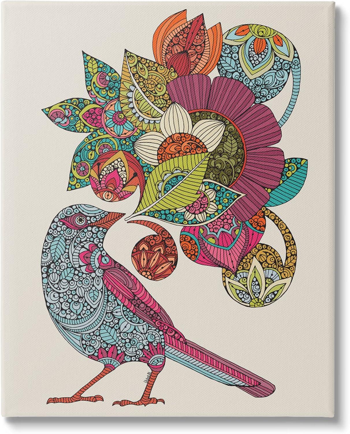 Stupell Industries " Abstract Song Bird Paisley Pattern Floral Mandala " by Valentina Harper