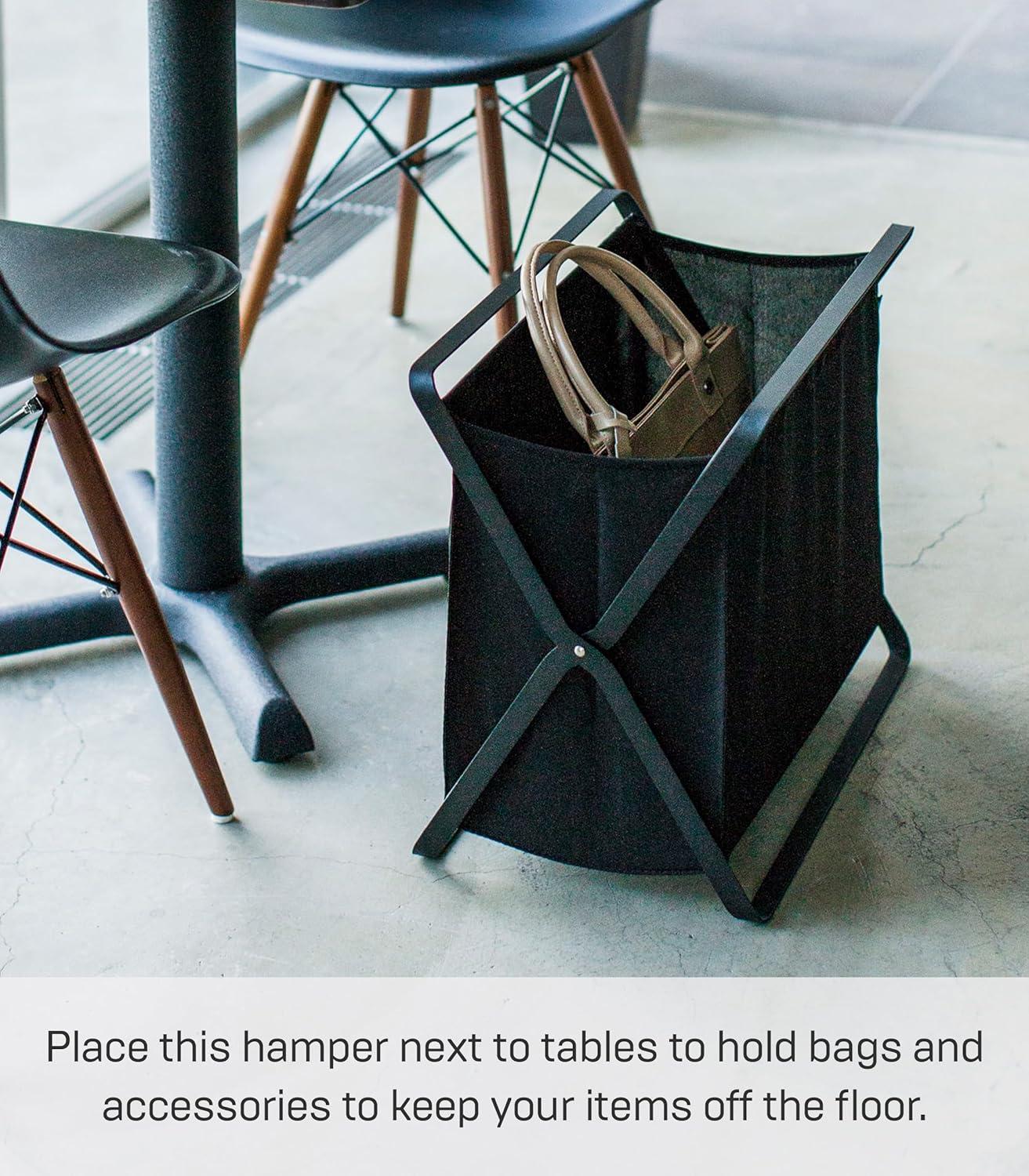Yamazaki Home Laundry Basket - Foldable Storage Hamper Organizer, Steel, 10.9 gallons, Handles