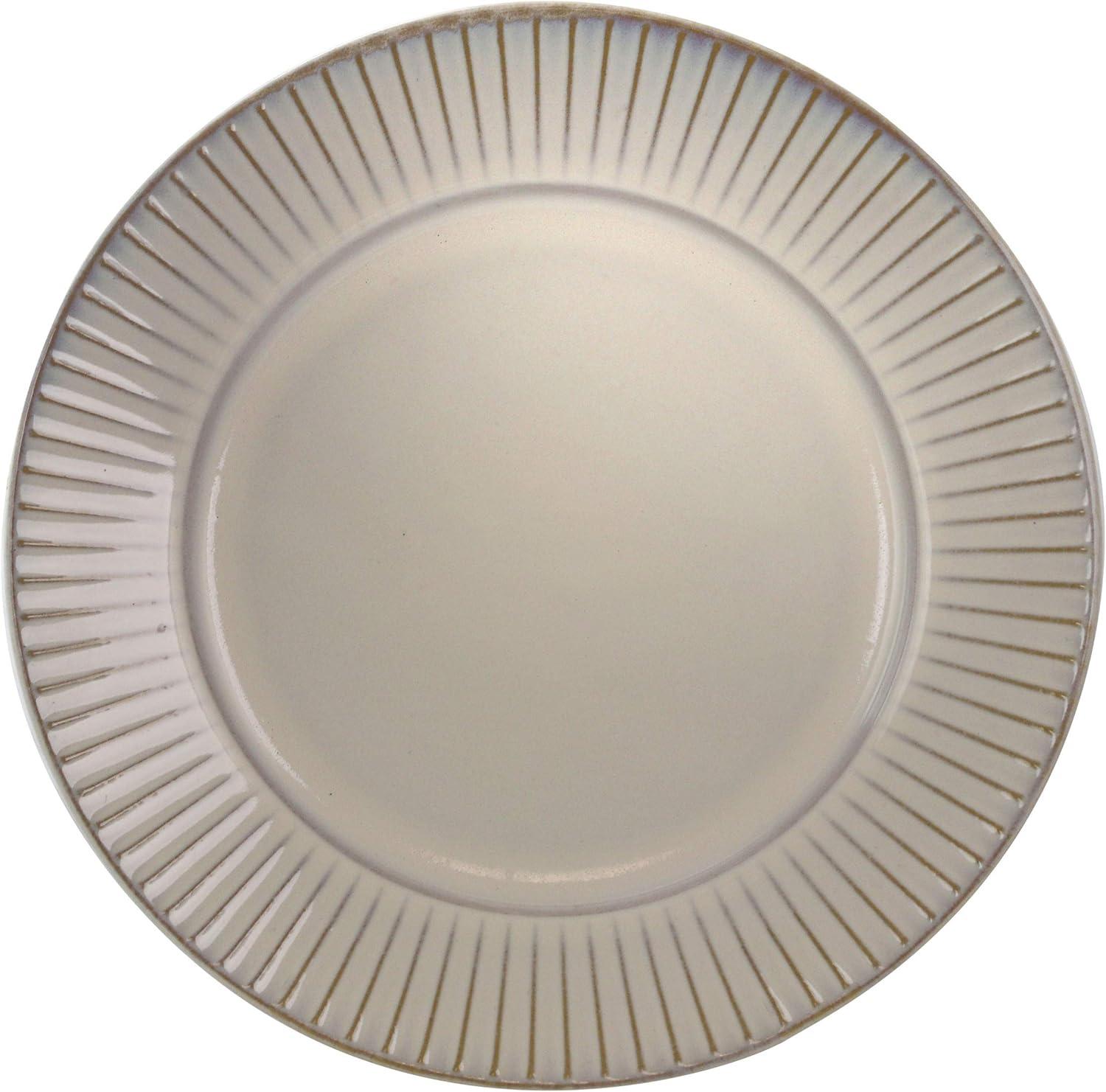 White Embossed Ceramic 16-Piece Round Dinnerware Set