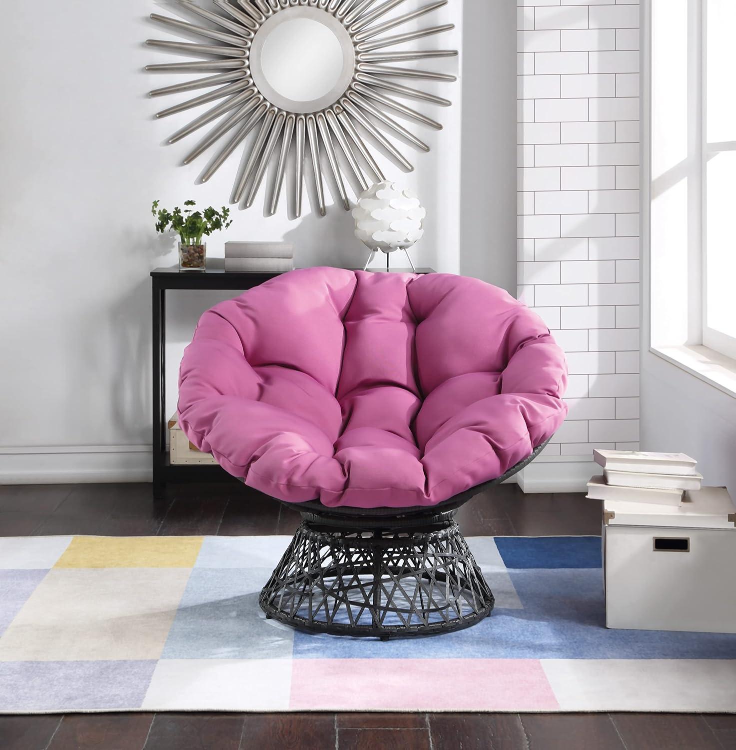 Papasan Chair with Purple cushion and Gray Wicker Resin Frame