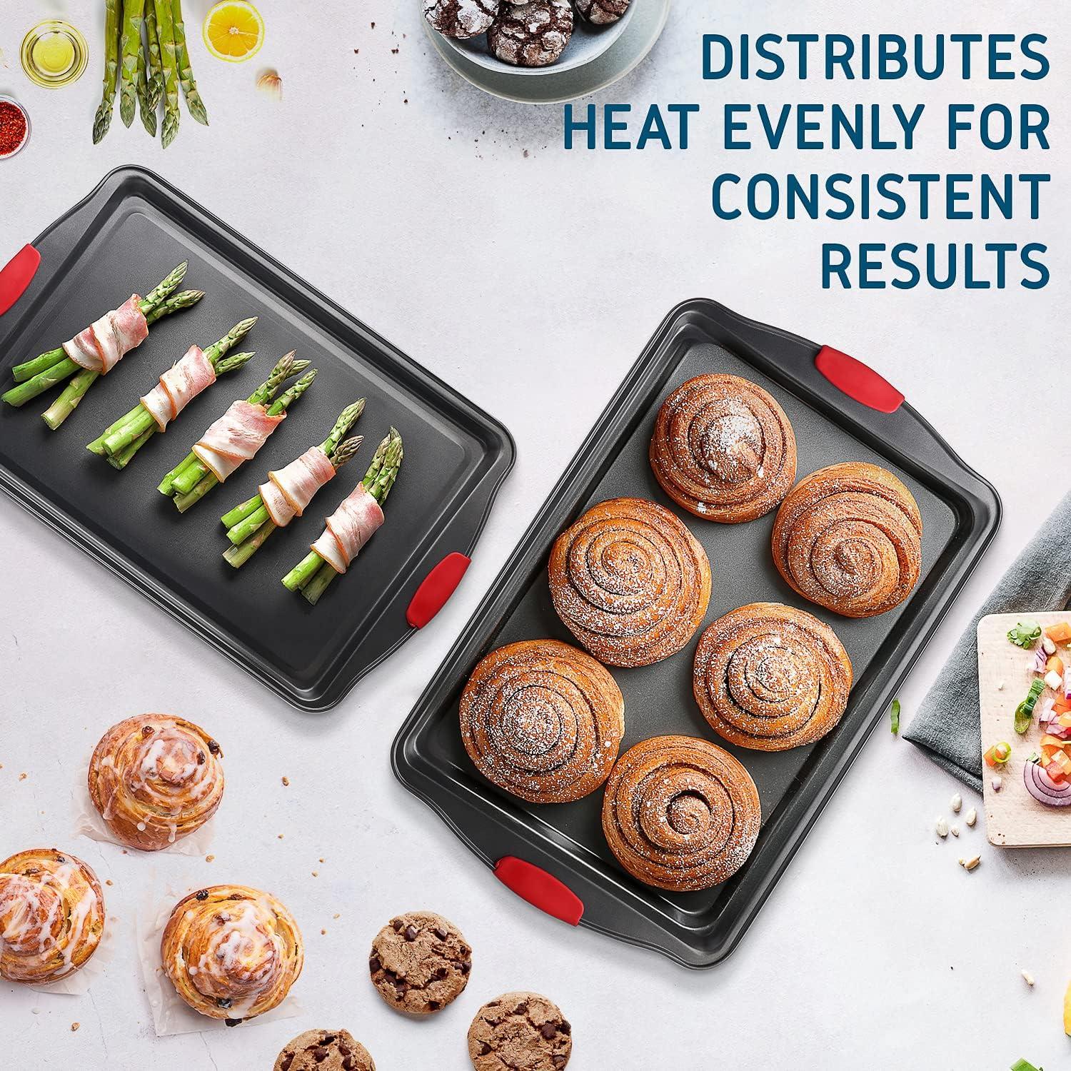 JoyTable Premium Nonstick Bakeware Set, Baking Pan Set with Silicone Handles for Oven