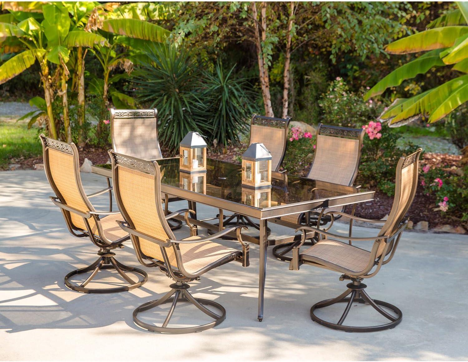 Monaco Tan and Bronze Aluminum 7-Piece Outdoor Dining Set