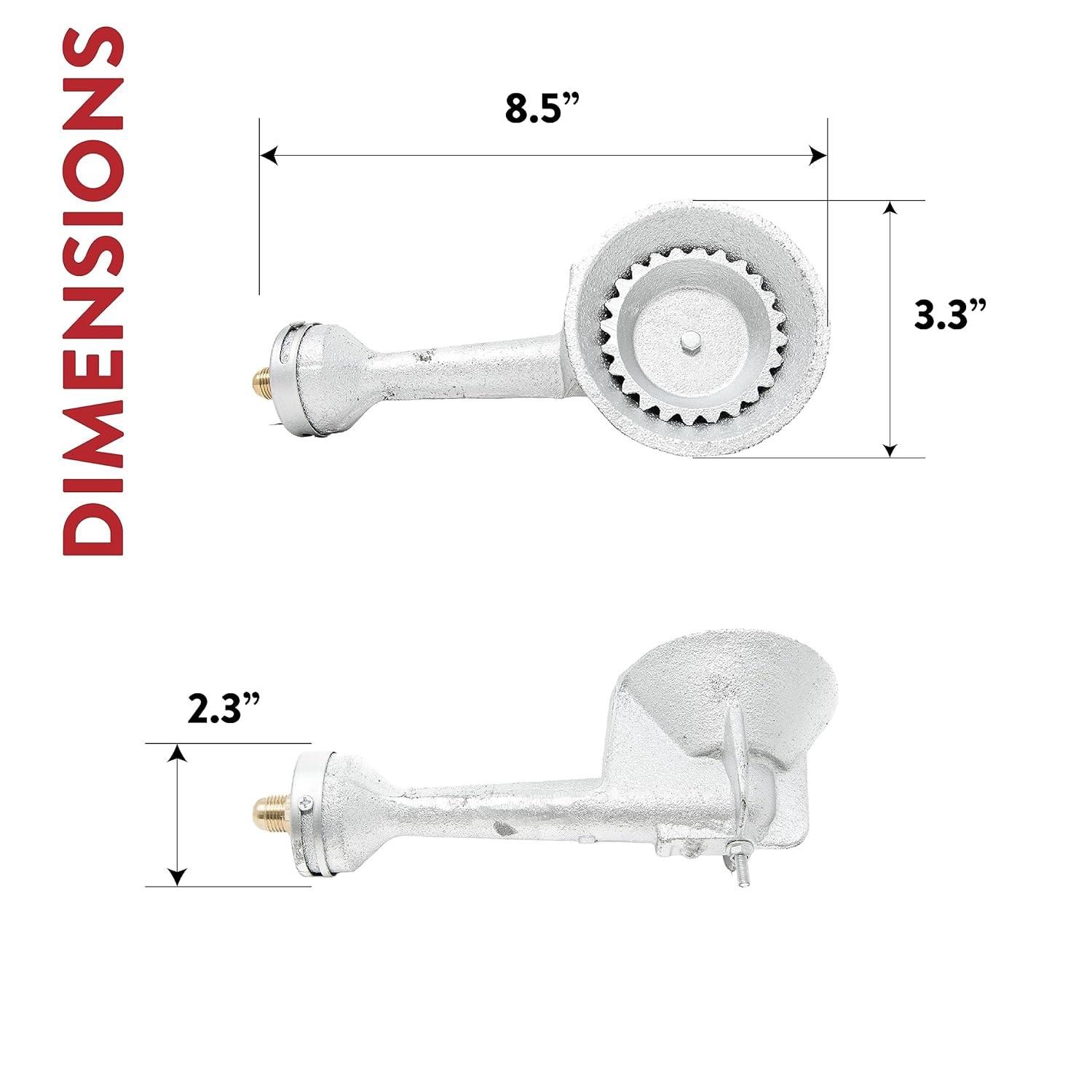GasOne High Pressure Cast-Iron Round Burner Head with Brass Fitting O, Regulator & Hose, 50200+2109