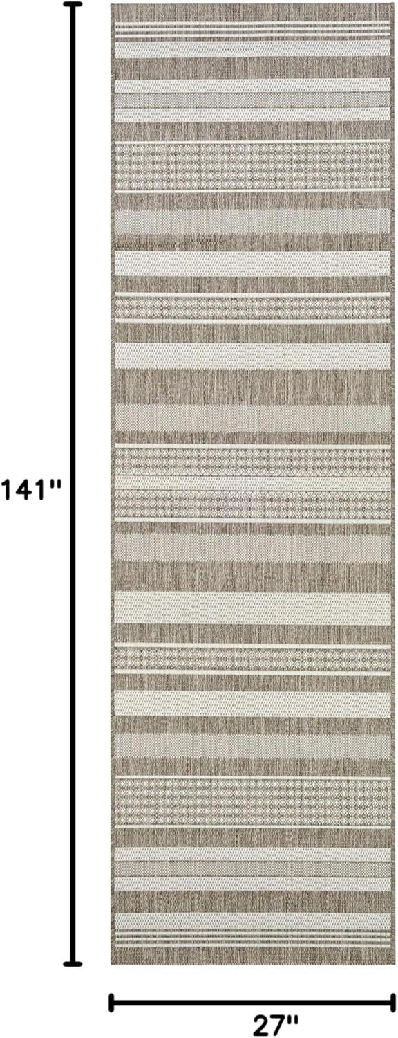 Couristan Recife Gazebo Stripe Indoor / Outdoor Area Rug, Champagne- Taupe, 2'3" x 11'9" Runner