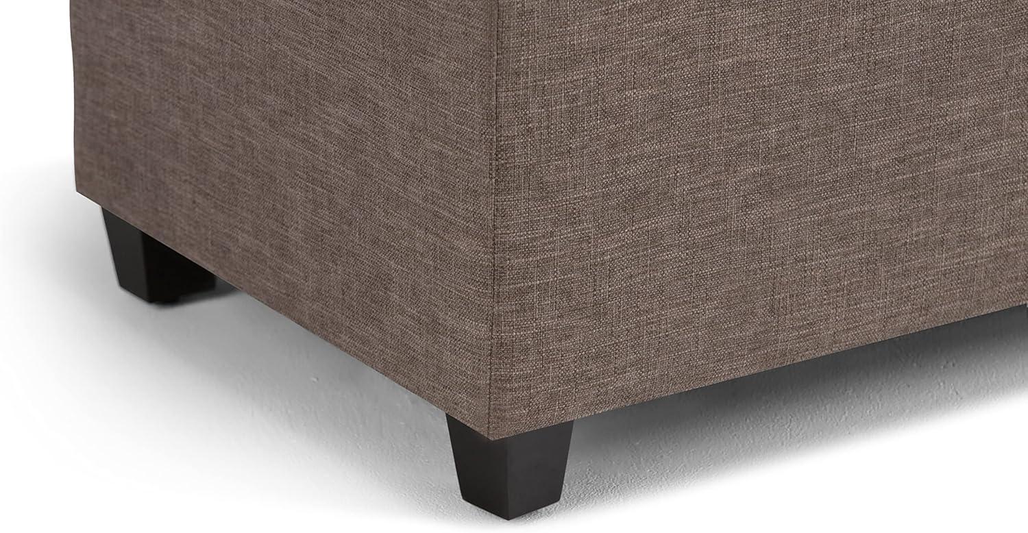 Simpli Home Sienna 34" Transitional Rectangle Ottoman Bench in Fawn Brown Linen Look Fabric