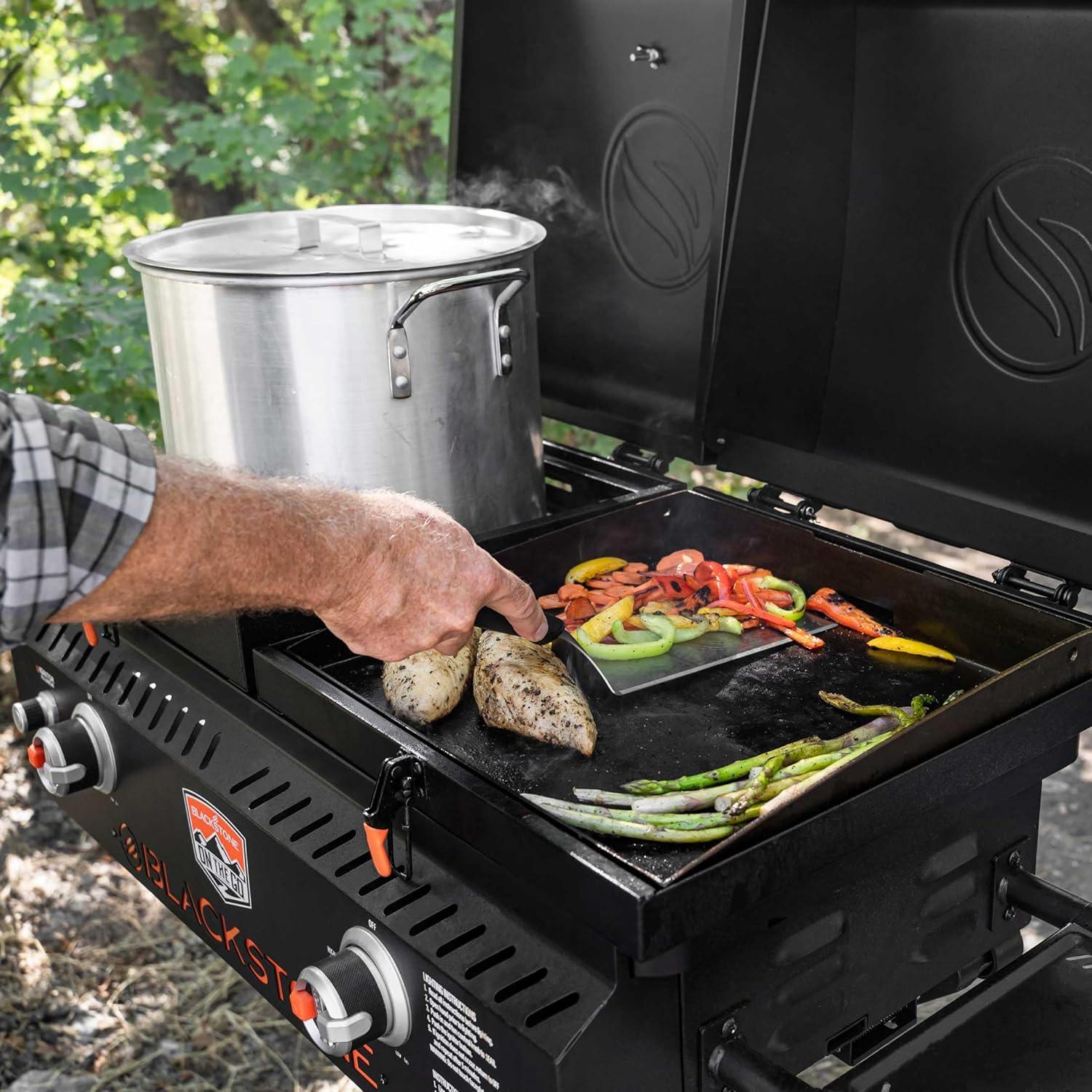 Blackstone 1550 On The Go Scissor-Leg Tailgater Grill and Griddle Combo with Hood