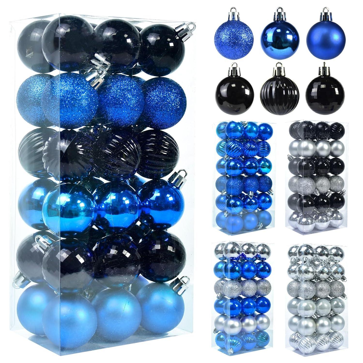 Hxoliqit,36Pcs Christmas Ornaments For Xmas Tree Plastic Mini Shatterproof Hanging Kit Wedding Party,Blue,Wreaths For Front Door