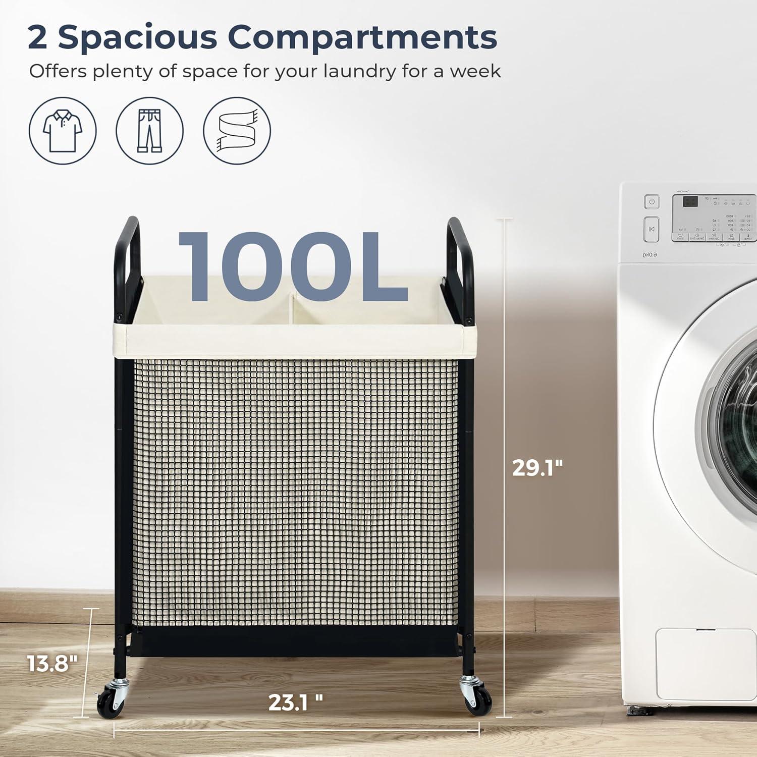 BTERAZ Laundry Hamper, 2-Section