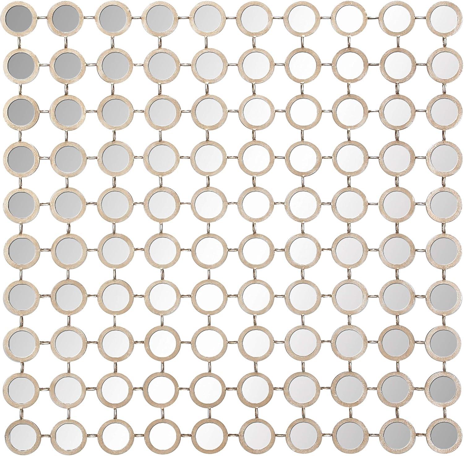 DecMode 40" x 40" Gold Geometric Wall Mirror with Grid Pattern