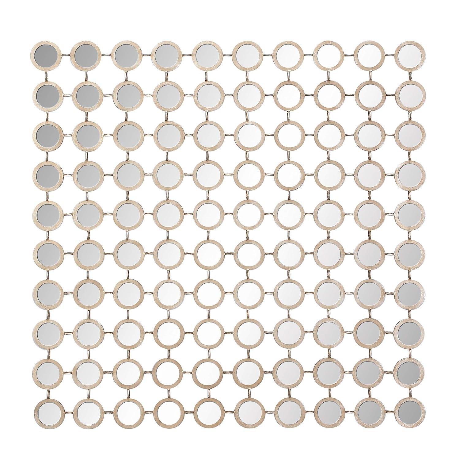DecMode 40" x 40" Gold Geometric Wall Mirror with Grid Pattern