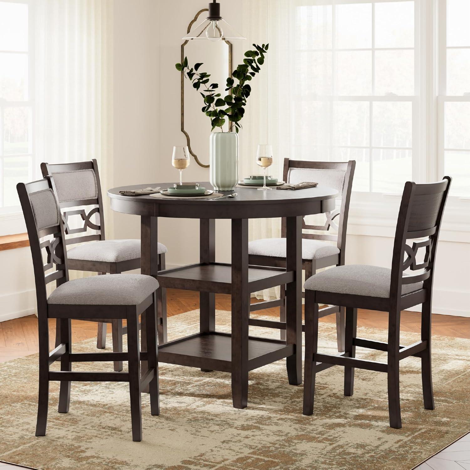 Ashley Furniture Langwest Brown Counter Height Dining Table Set - Set of 5