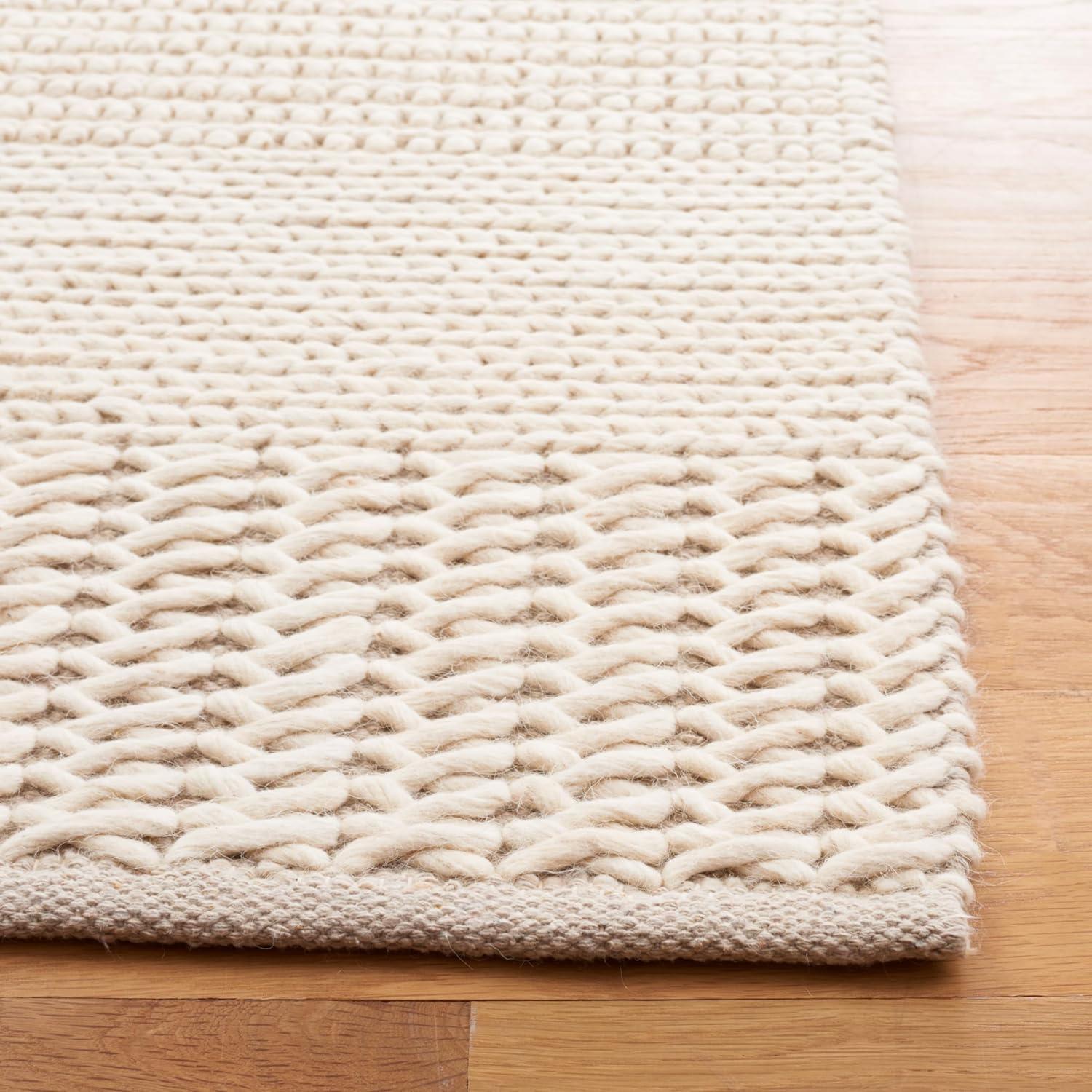 Ivory 8' x 10' Handwoven Wool Area Rug