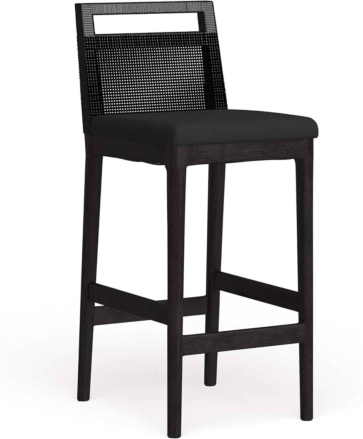 Maldives Inspired Transitional Black Bar Stool with Acrylic Cushion