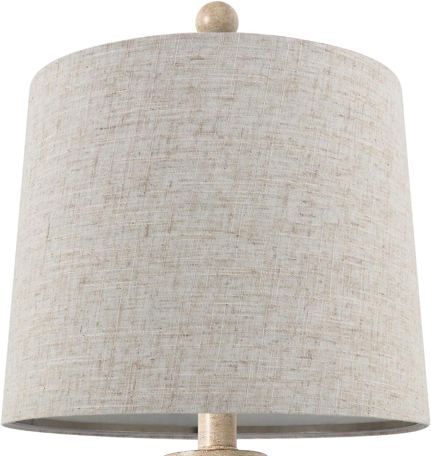 24.5" Mid Century Table Lamp Set Of 2 For Living Room Farmhouse Linen Bedside Lamps For Bedroom Kids Room Dorm Office Rustic Lamps For End Table Nigntstand Resin
