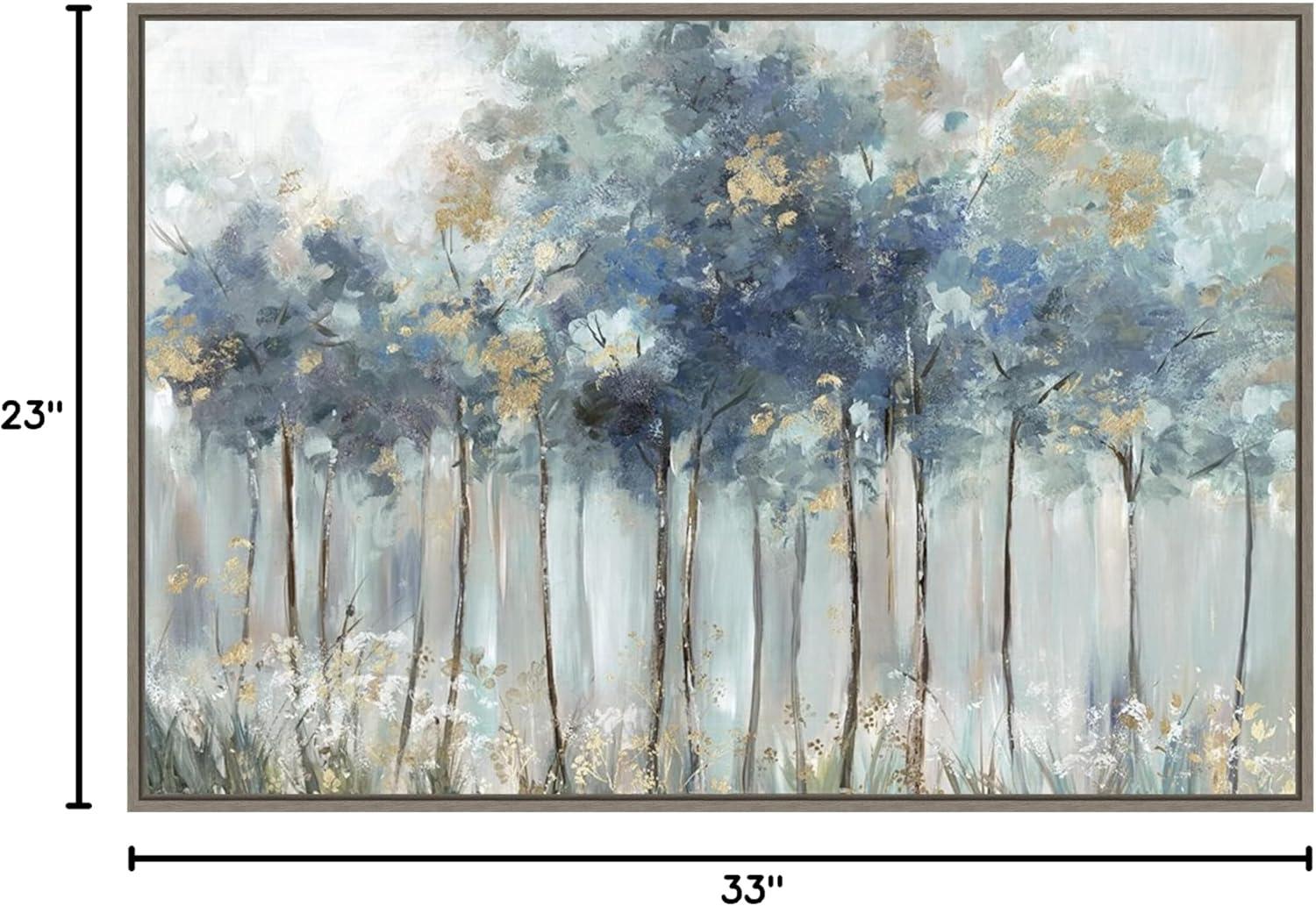 Amanti Art 33" x 23" Blue and Gold Forest by Allison Pearce Framed Canvas Wall Art Print : Canvas Print, Modern Home Decor