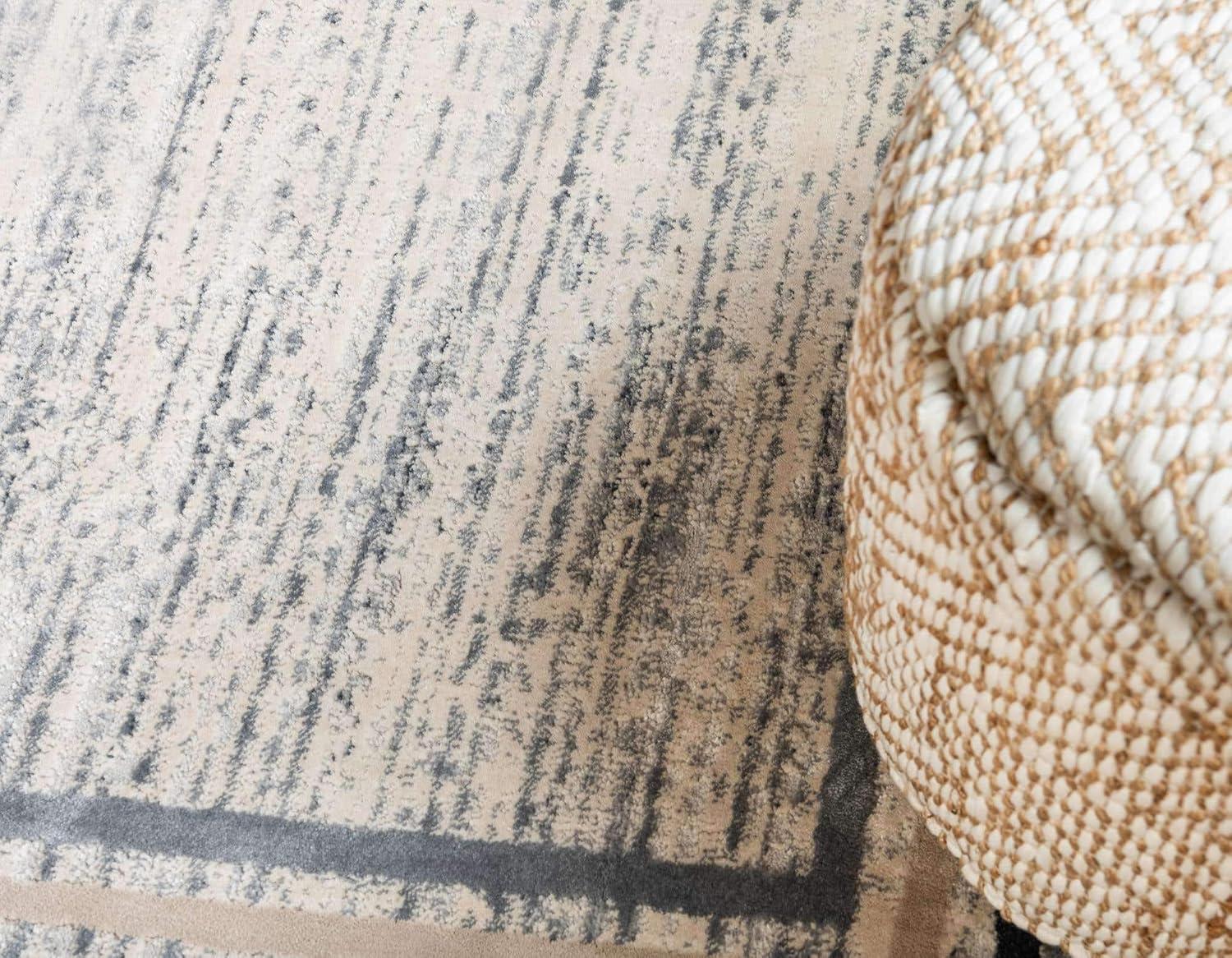 Unique Loom Oasis Collection Area Rug - Fountain (6'  x 9' Rectangle Gray/Ivory)