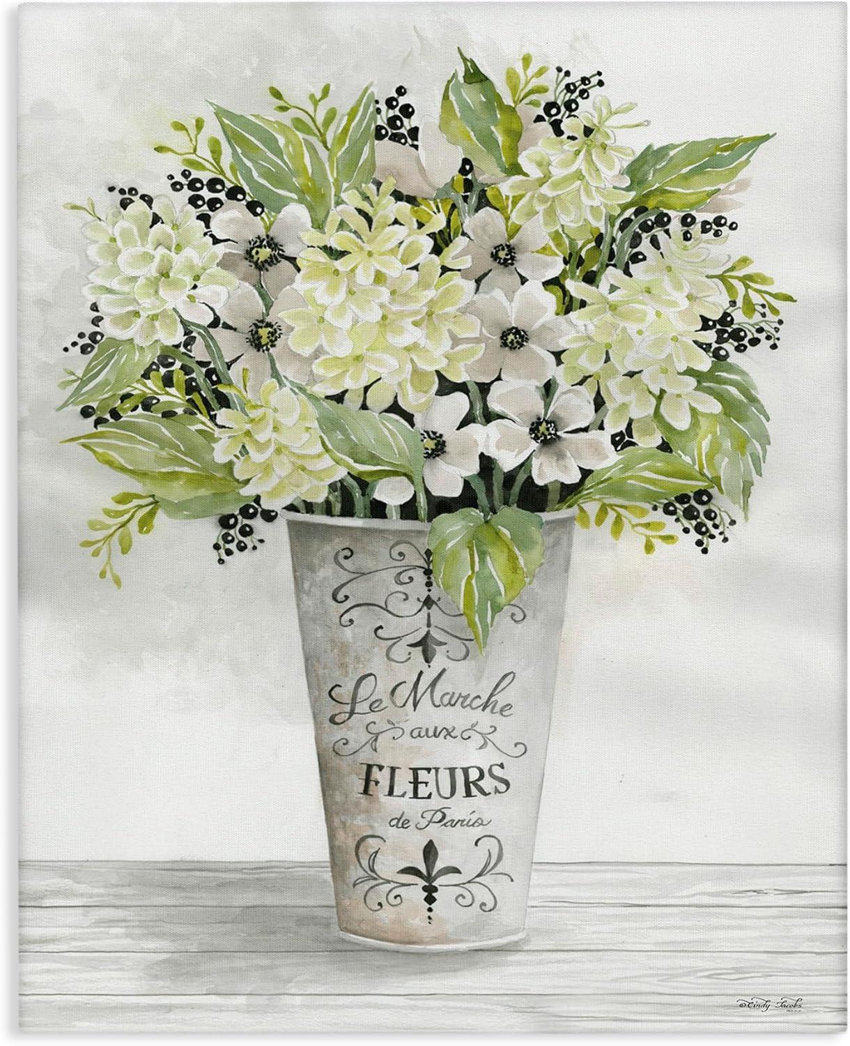 French Floral Greenery Bouquet Canvas Wall Art 16 x 20