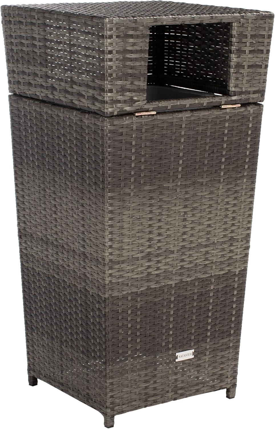 Mazeli Outdoor Trash Can - Grey Brown - Safavieh