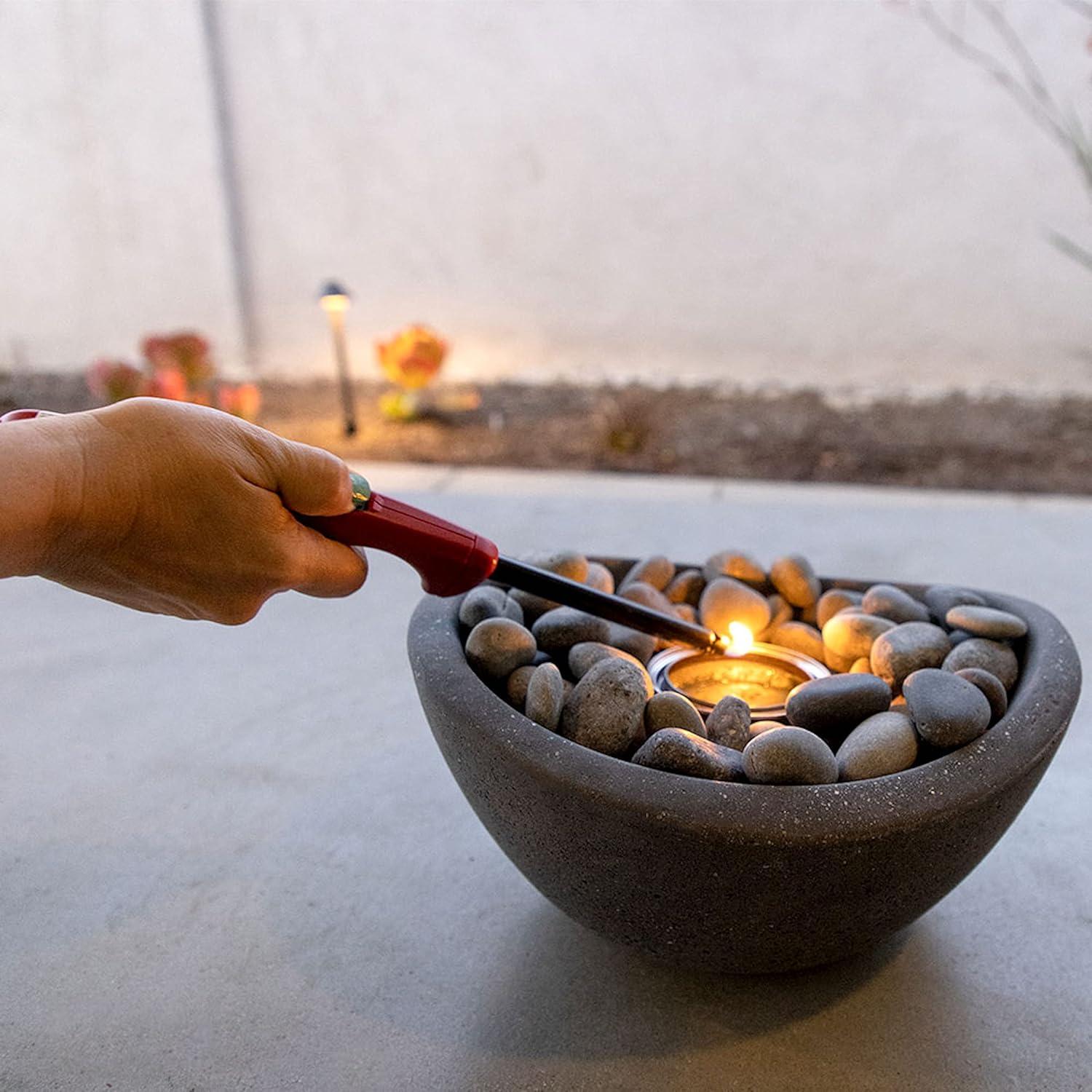 White Concrete Tabletop Gel Fire Pit with StoneCast Finish