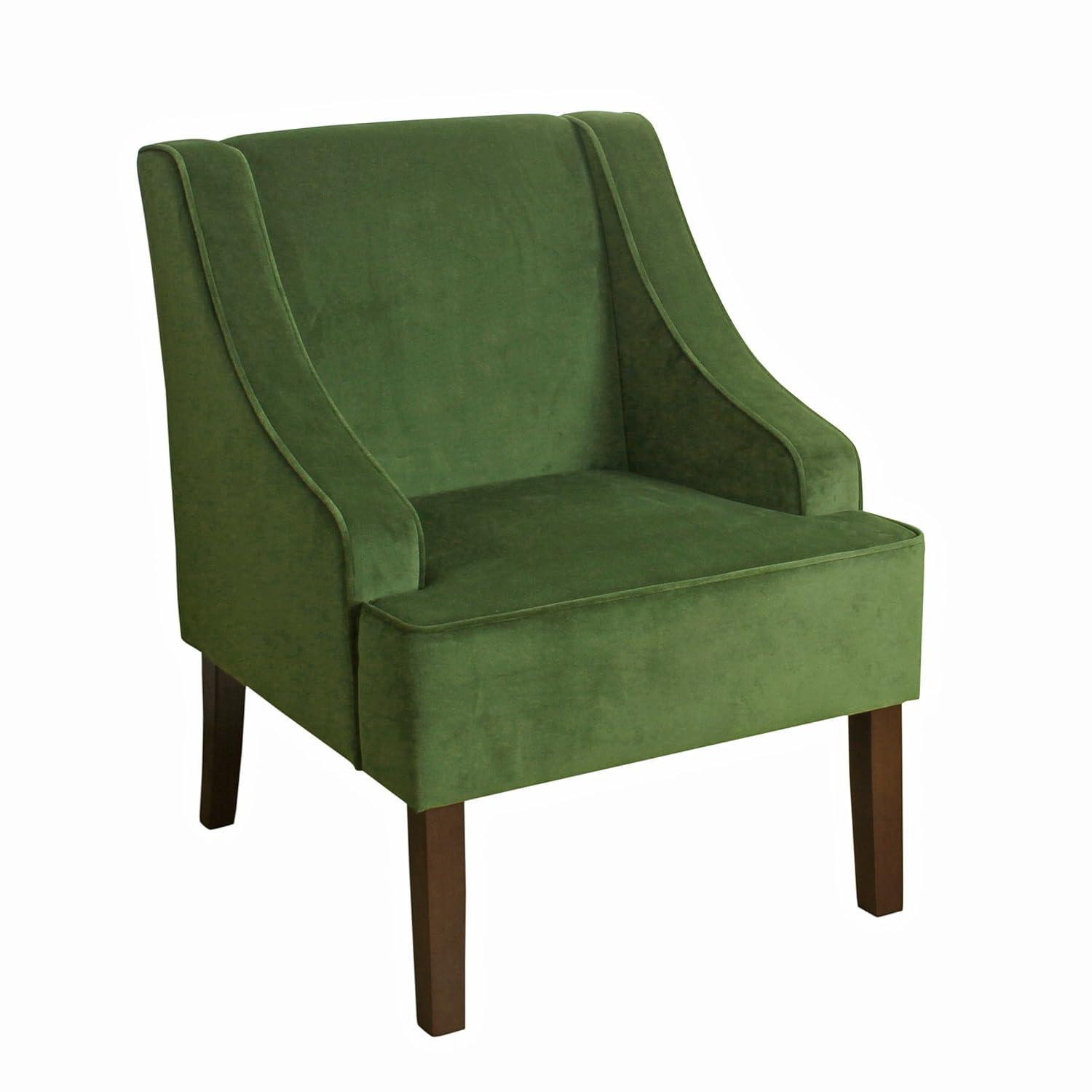 Velvet Swoop Armchair Forest Green - HomePop: Elegant Side Arms, Wood Legs, 250lb Capacity