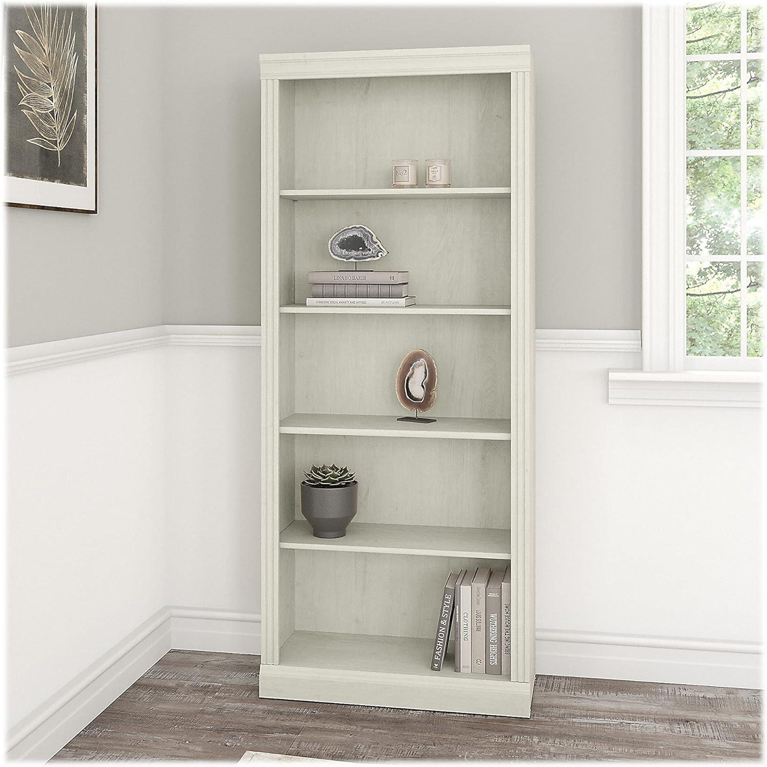 Saratoga Tall 5 Shelf Bookcase in Linen White Oak - Engineered Wood