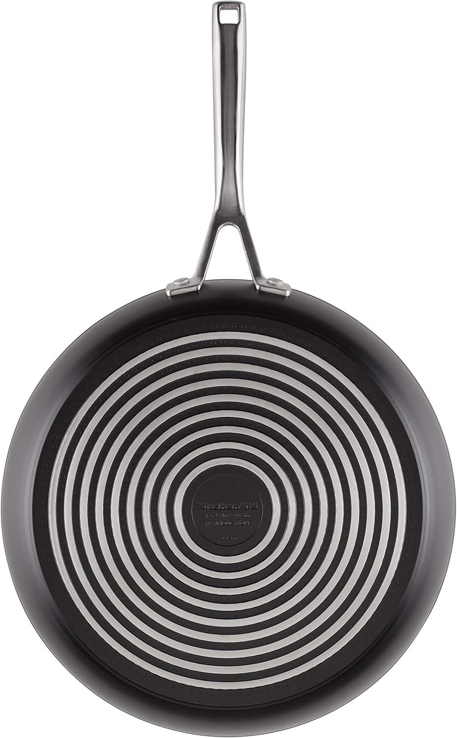 Matte Black 12.25 Inch Nonstick Aluminum Fry Pan with Lid