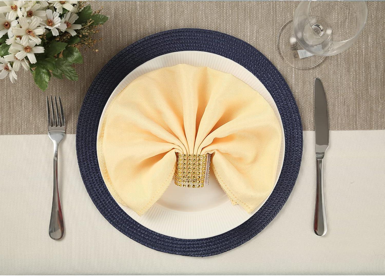 Round Placemats for Dining Table Set of 6,12.6 Inch Small Circle Placemats Washable Heat Resistant Non Slip Round Table Mats for Kitchen Table,Navy Blue