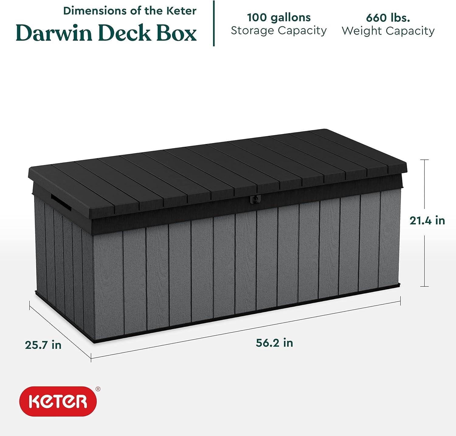 Large Gray and Black Lockable Plastic Deck Box