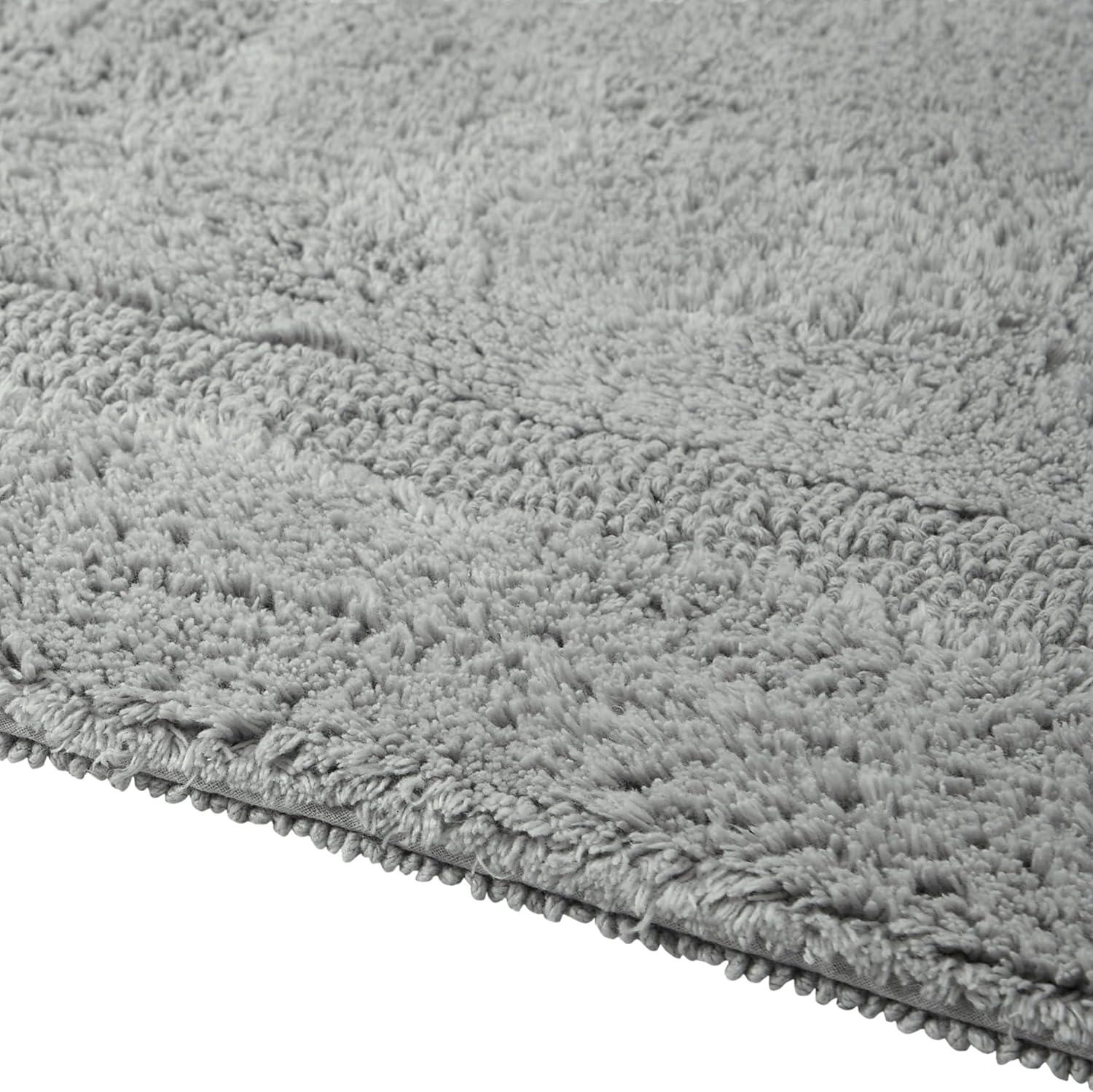 Better Trends Lux 100% Cotton Tufted Solid Reversible Bath Rug 20" x 20" Contour - Silver