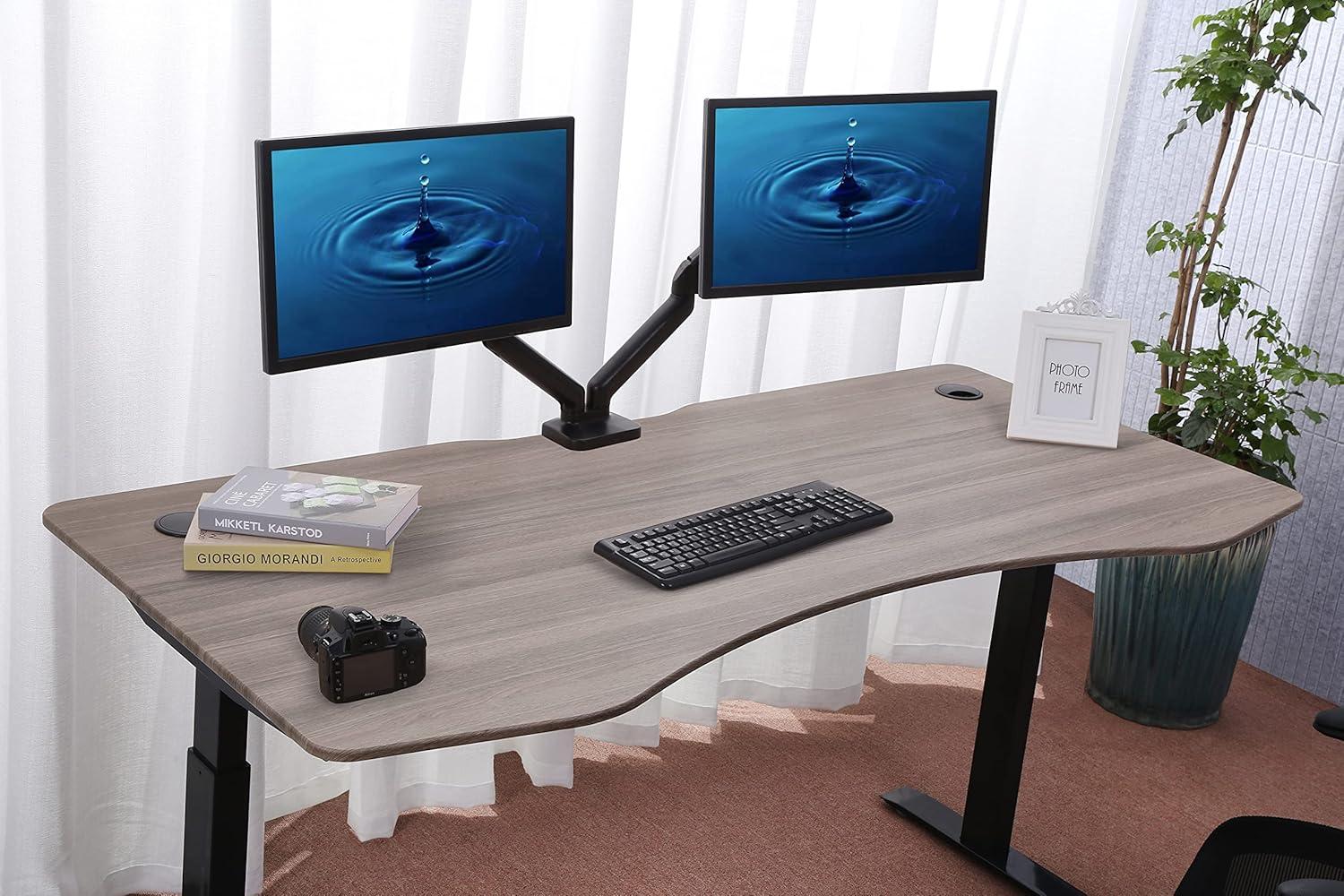 ApexDesk Elite Pro Series 71" x 33" Electric Height Adjustable Stand up Desk, Sit Stand Home Office Desk, Computer Desk - Curved Teakwood