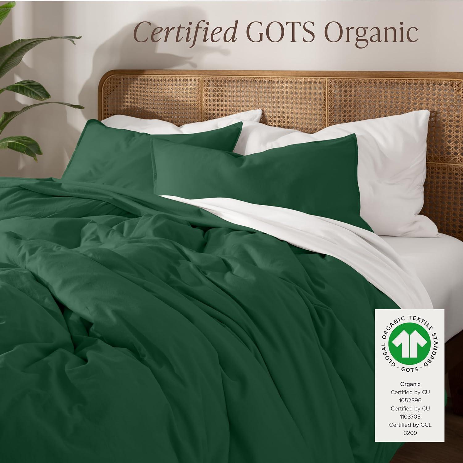 Twin/Twin XL Forest Green Organic Cotton Jersey Duvet Cover Set by Bare Home