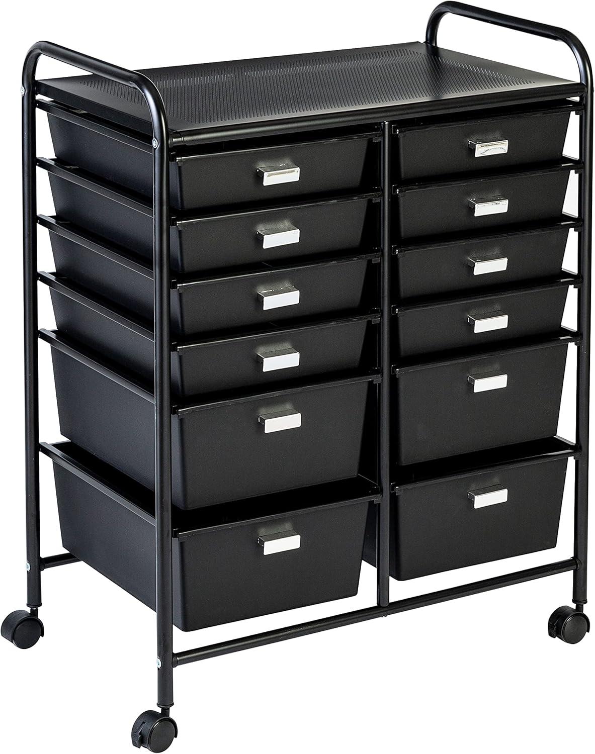 Honey-Can-Do 12 Drawer Rolling Cart Black