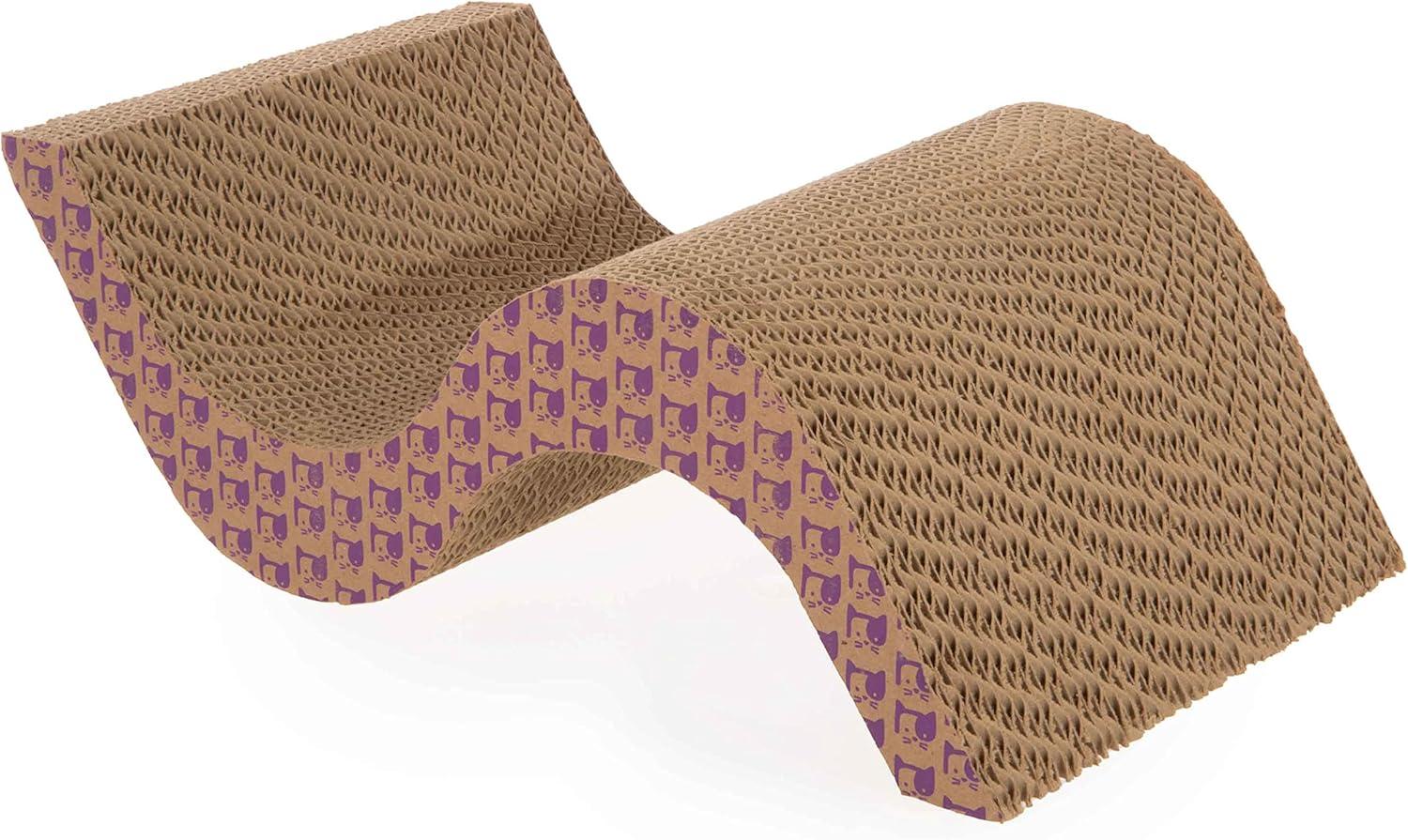 SmartyKat Super Scratcher & Scroll, Wide Corrugated Cat Scratcher for Indoor Cat & Kittens, Catnip Infusion Technology, Recycled Material, Brown