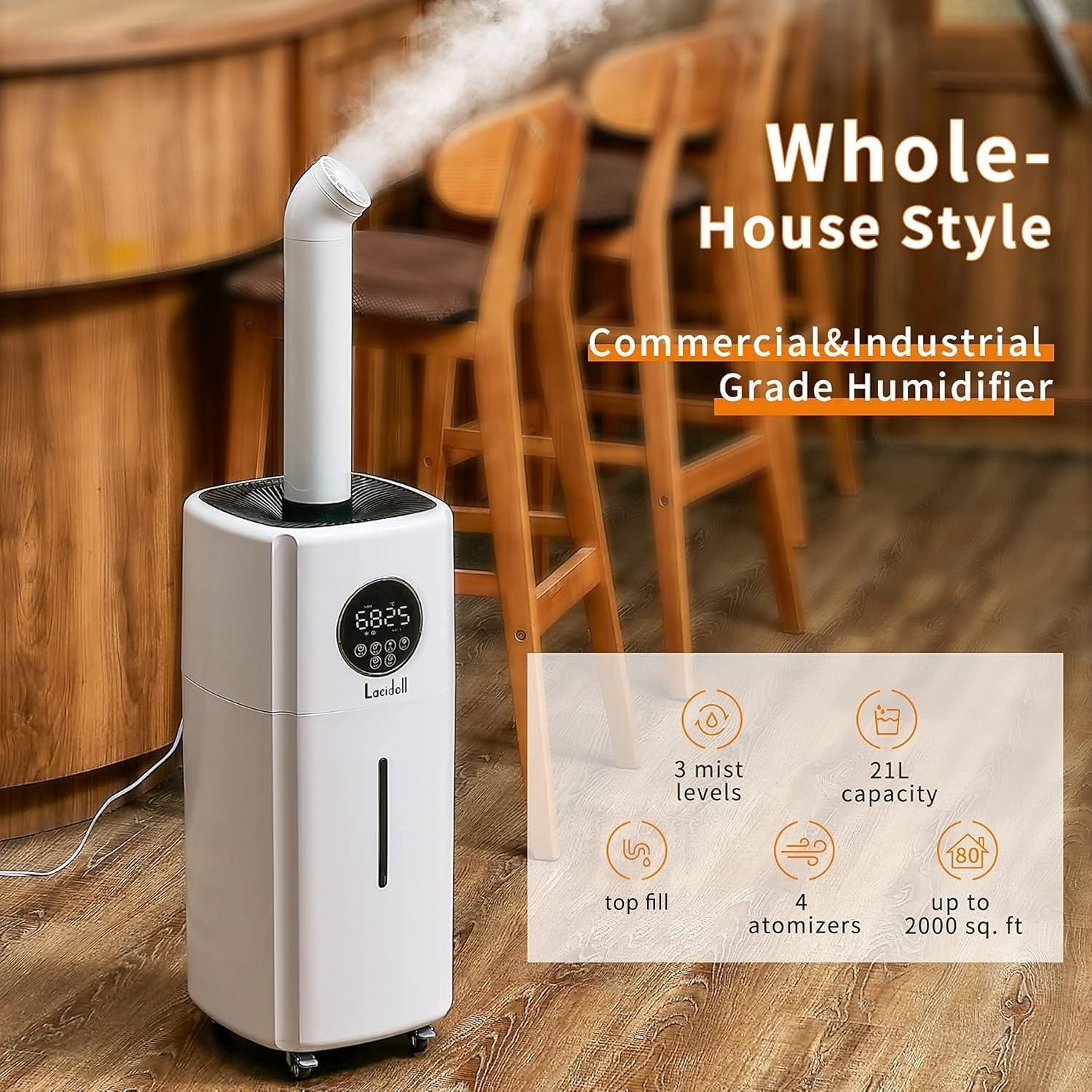 Large White Ultrasonic Cool Mist Humidifier with Remote Control