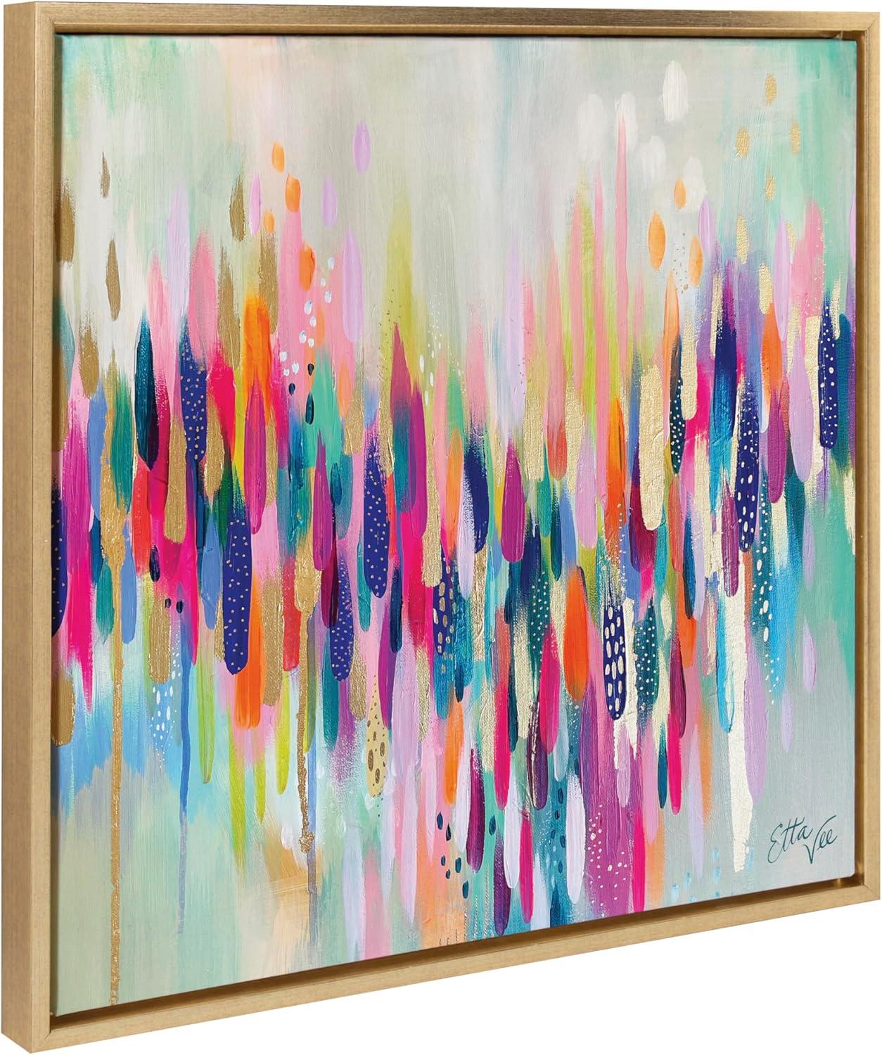 Kate & Laurel All Things Decor 22"x22" Sylvie Brushstroke 154 Framed Wall Art by EttaVee Modern Abstract Colorful Fun Wall Art