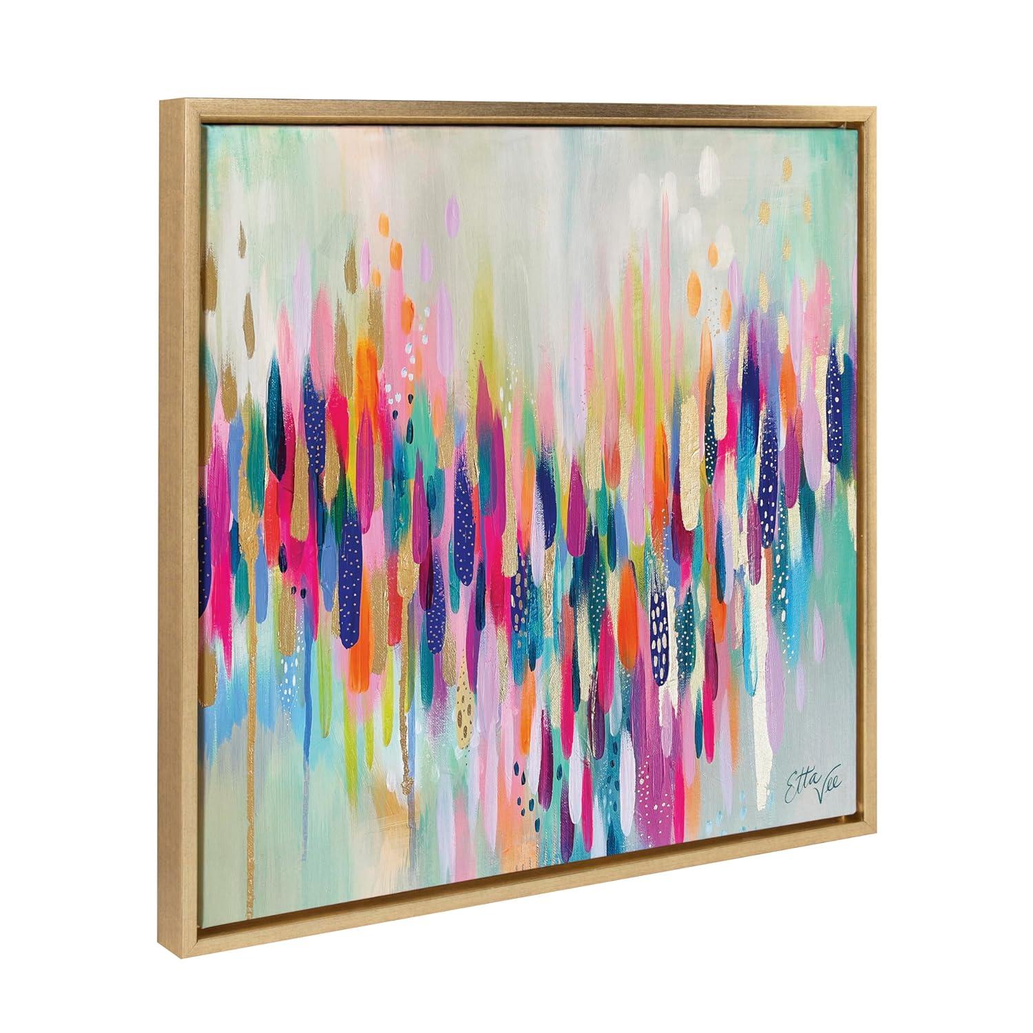 Kate & Laurel All Things Decor 22"x22" Sylvie Brushstroke 154 Framed Wall Art by EttaVee Bright Gold Modern Abstract Colorful Fun Wall Art