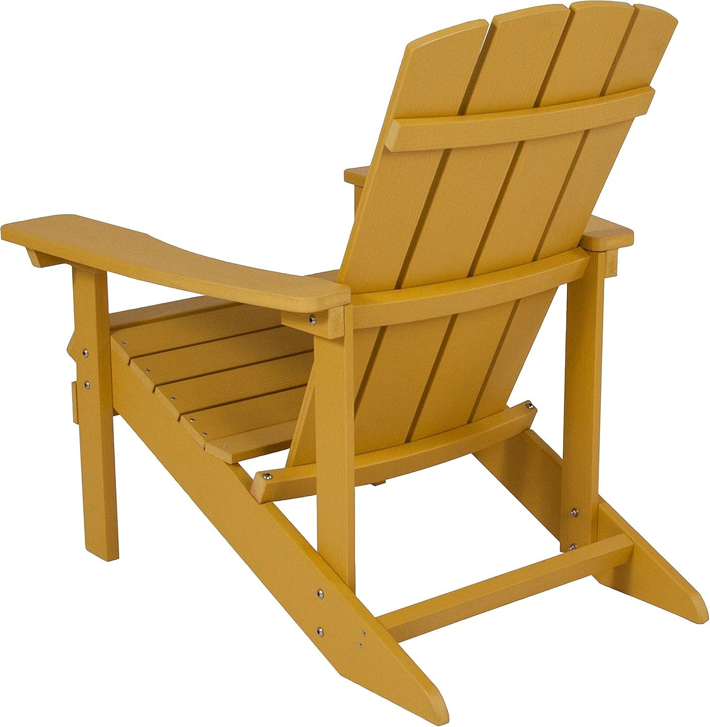 Flash Furniture Set of 4 Charlestown All-Weather Poly Resin Wood Adirondack Chairs in Yellow