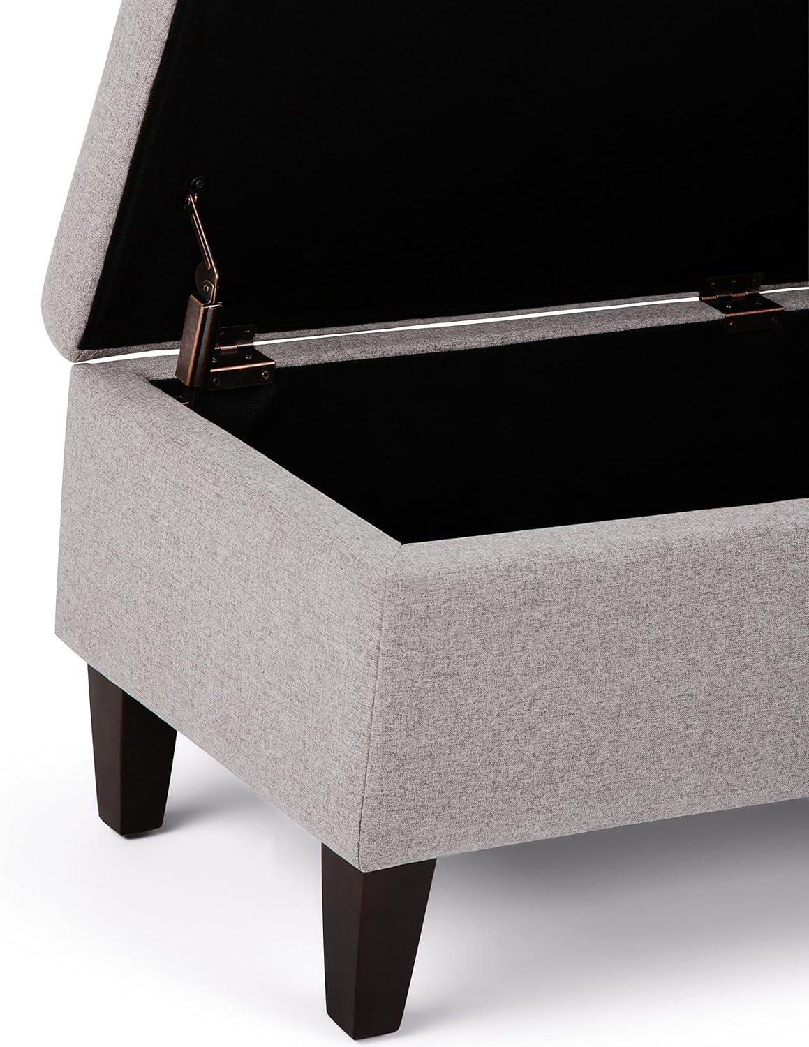 Gray Cloud Linen Rectangular Storage Ottoman with Lift-Up Lid