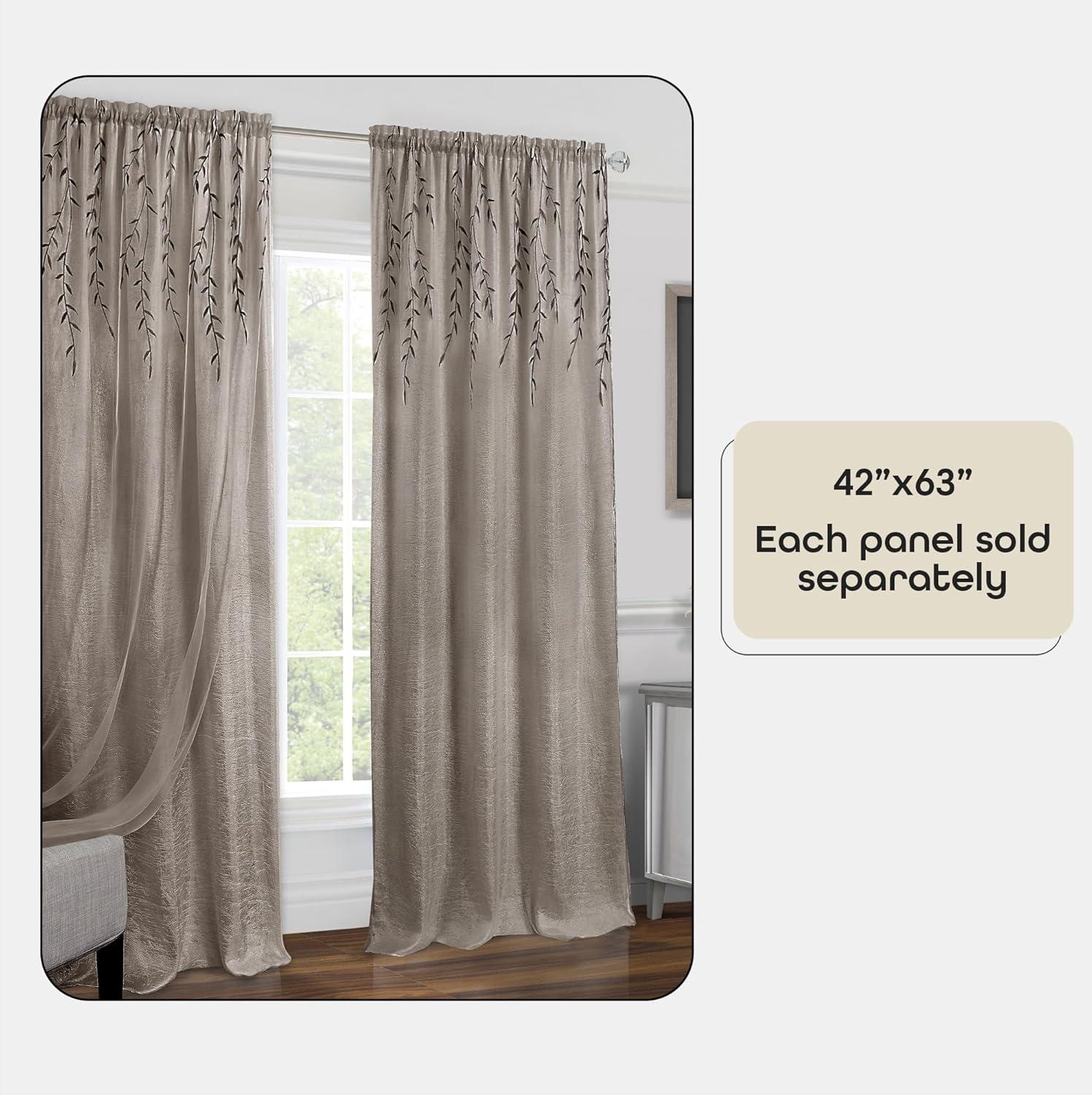 Traditional Elegance Willow Rod Pocket Window Curtain Panel - 42x63 - Toffee